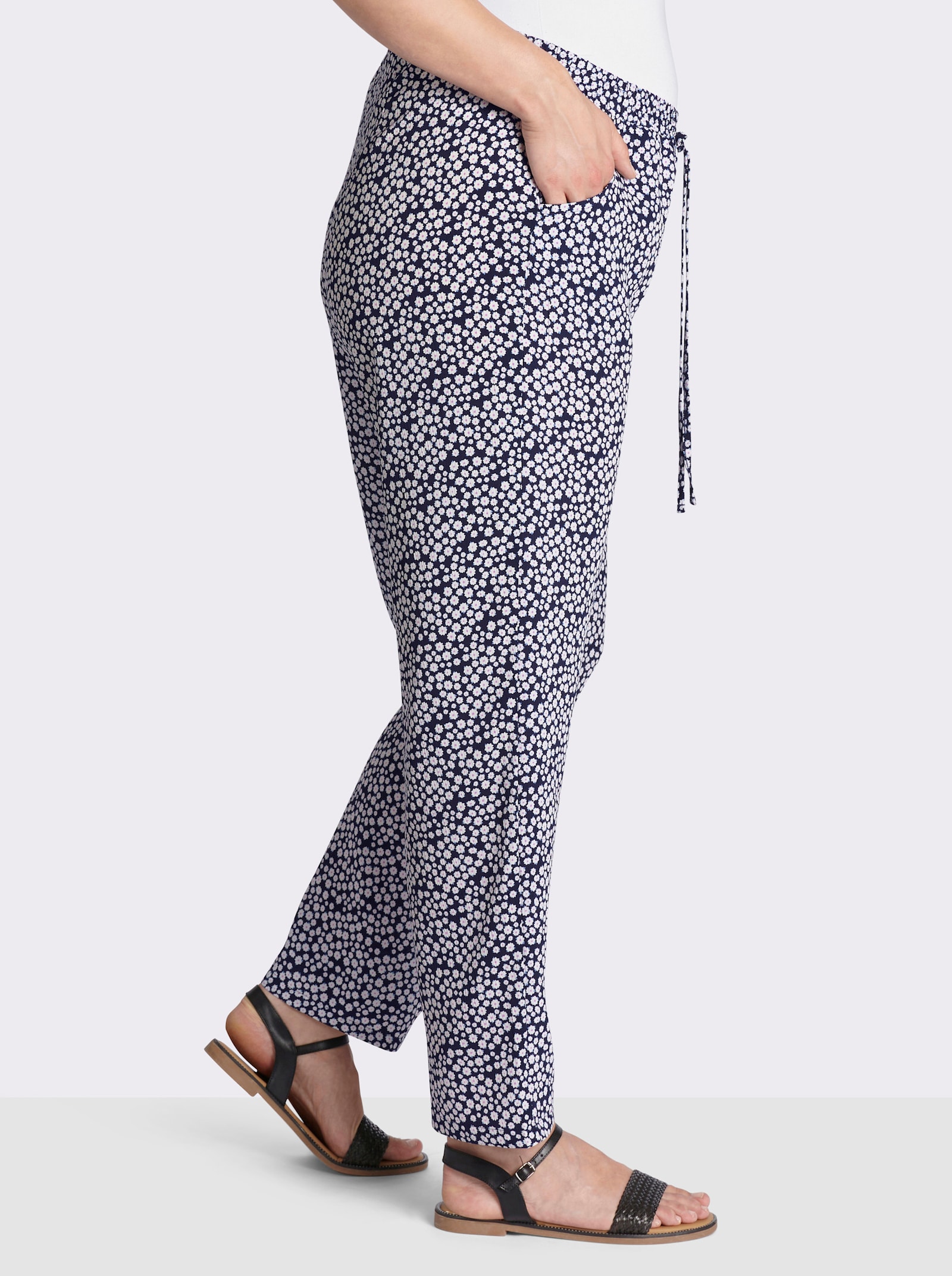 Schlupfhose im Doppelpack - marine + marine-weiß-bedruckt