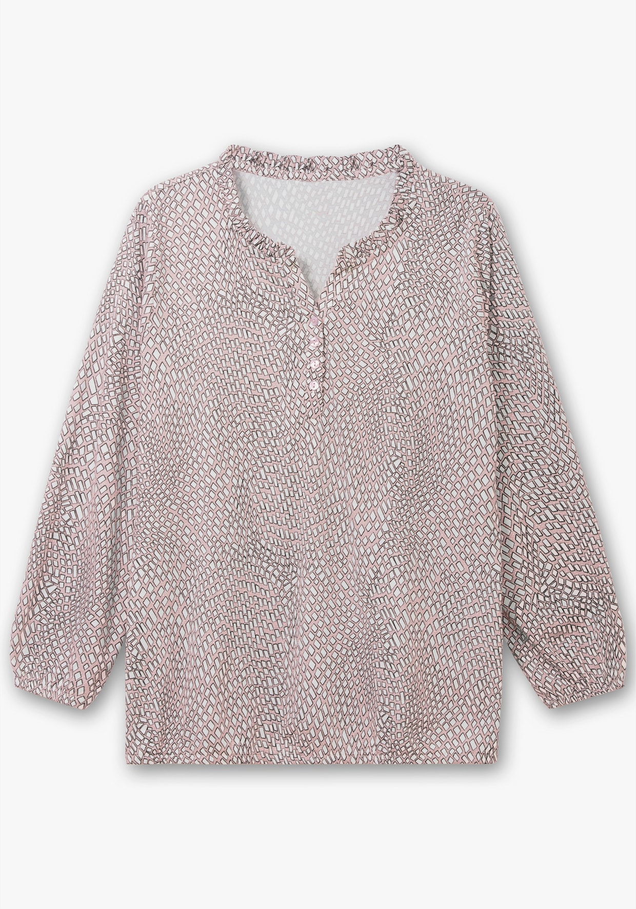 Langarmshirt im Material-Mix - hortensie-ecru-bedruckt