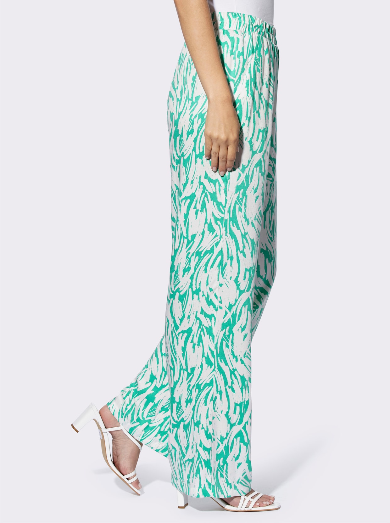 heine Pantalon imprimé - bleu-vert-blanc imprimé