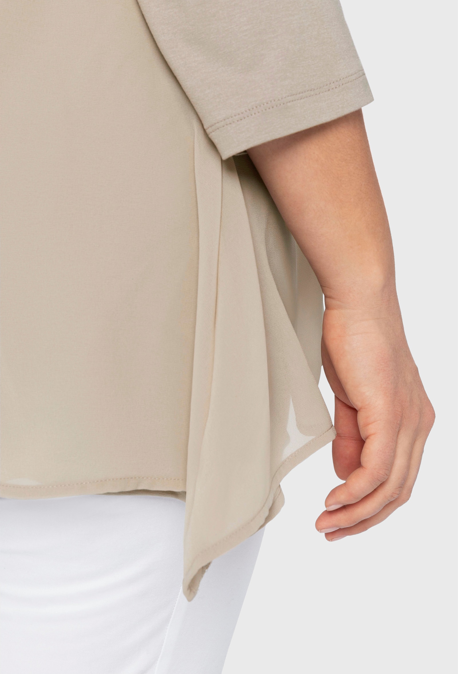 sheego Blusenshirt mit Zipfelsaum - beige