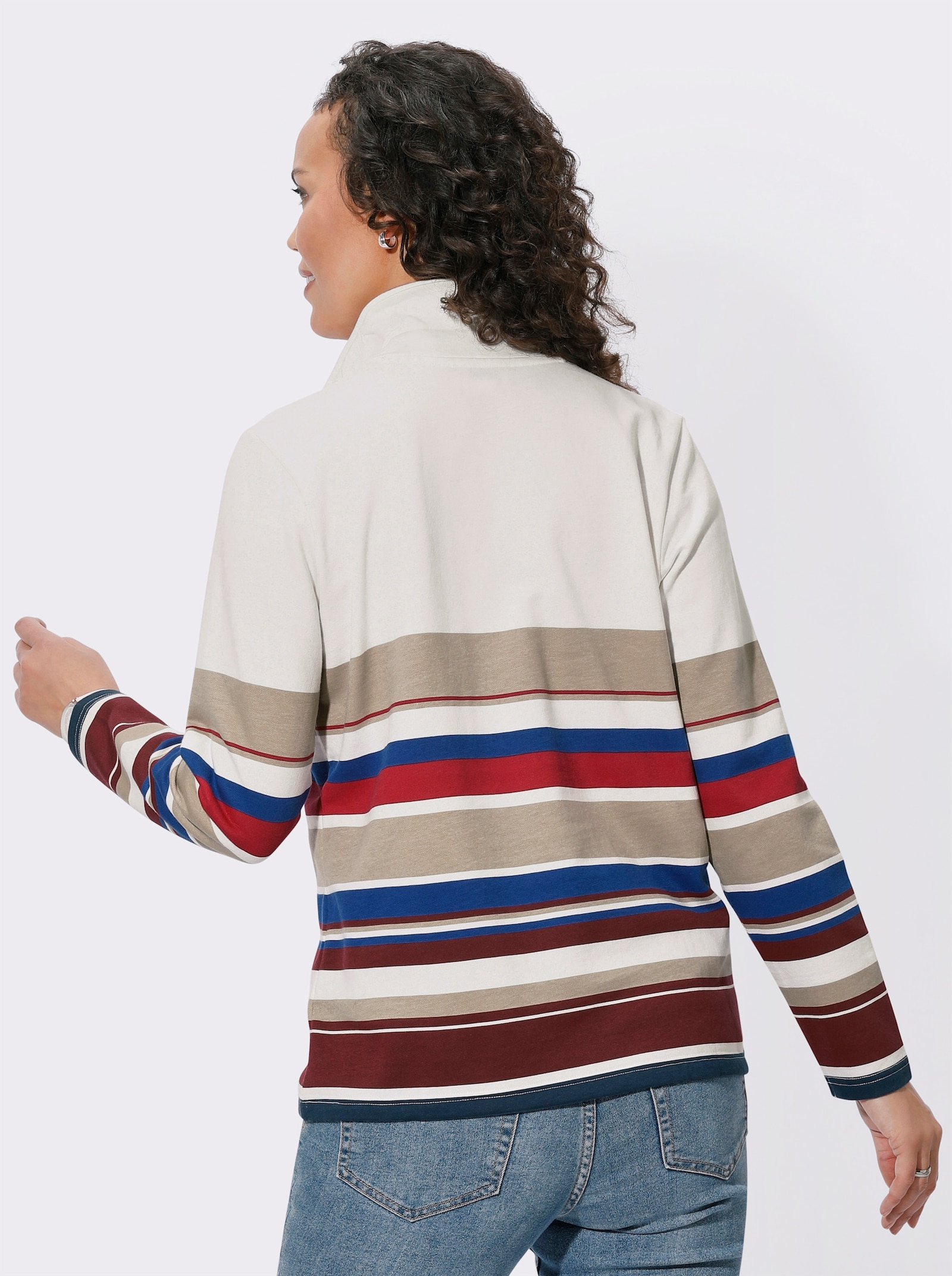 Troyer im Ringel-Look - ecru-sesam-geringelt