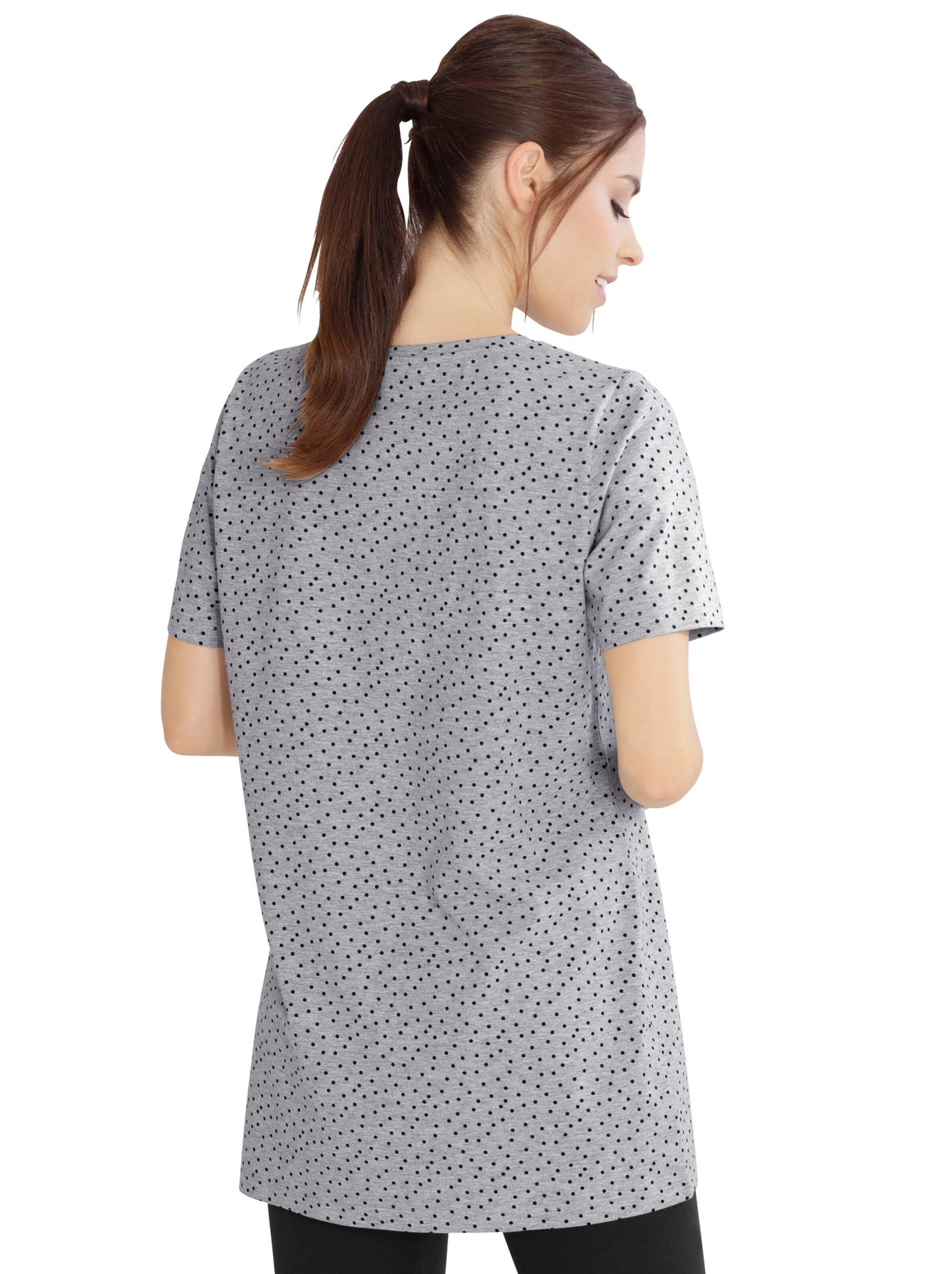 Longshirt - grau-schwarz-bedruckt