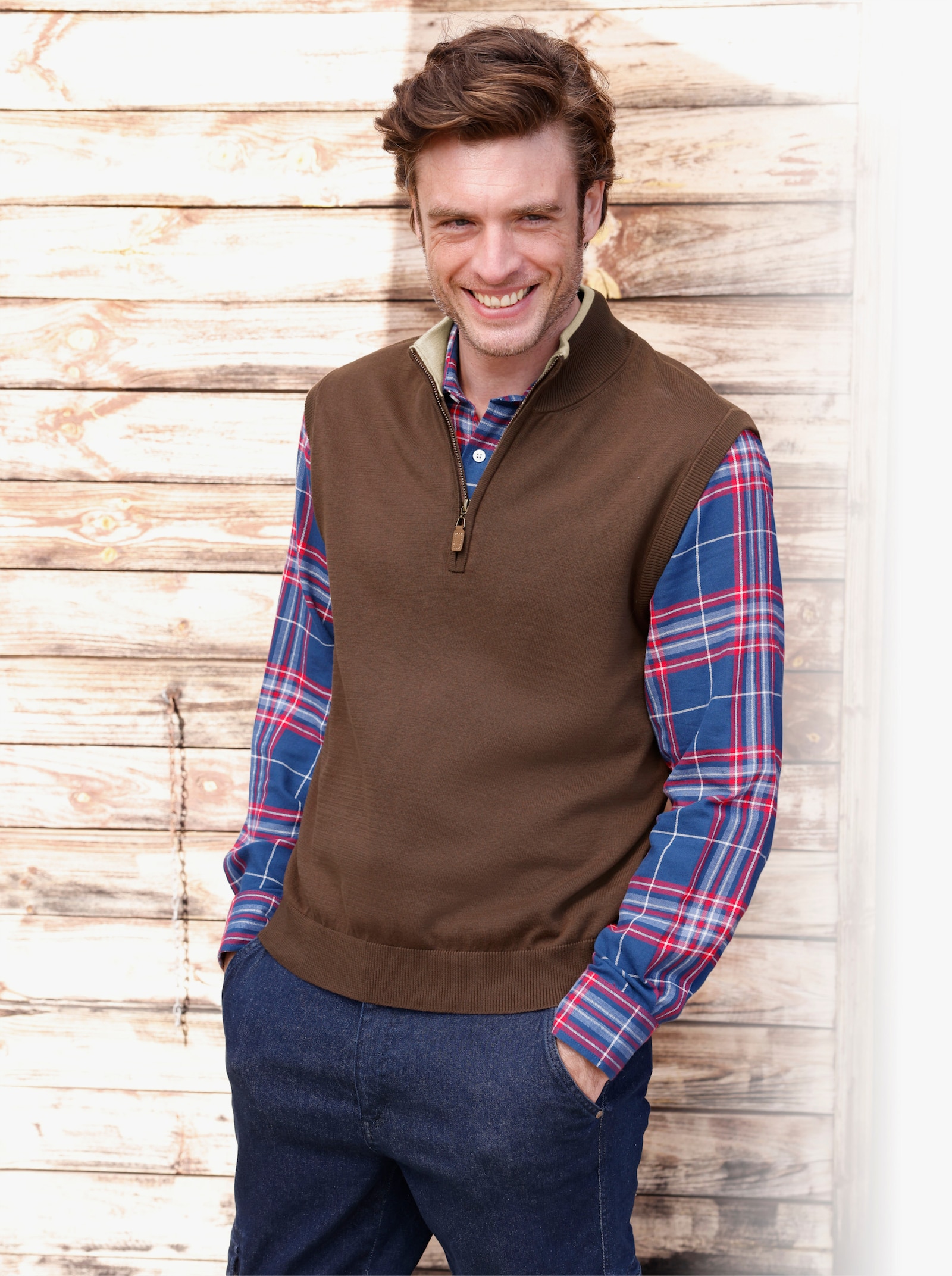 Catamaran Pullunder mit Stehkragen und Reißverschluss - schoko