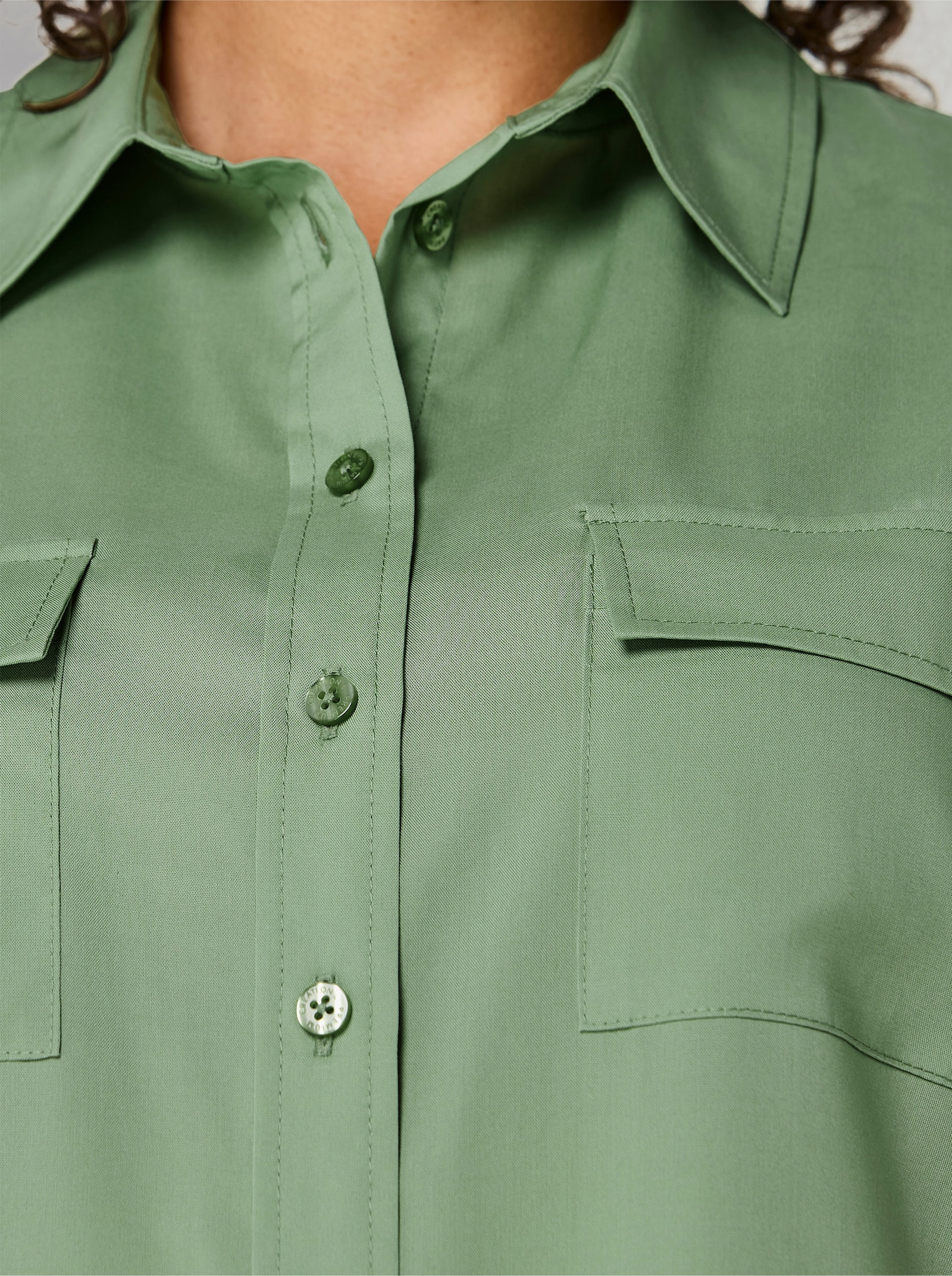 CREATION L PREMIUM Kurzarm-Bluse aus reinem Lyocell - eucalyptus