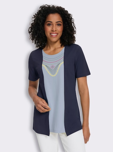 2-in-1-Shirt mit platziertem Ketten-Druck - marine-hellblau