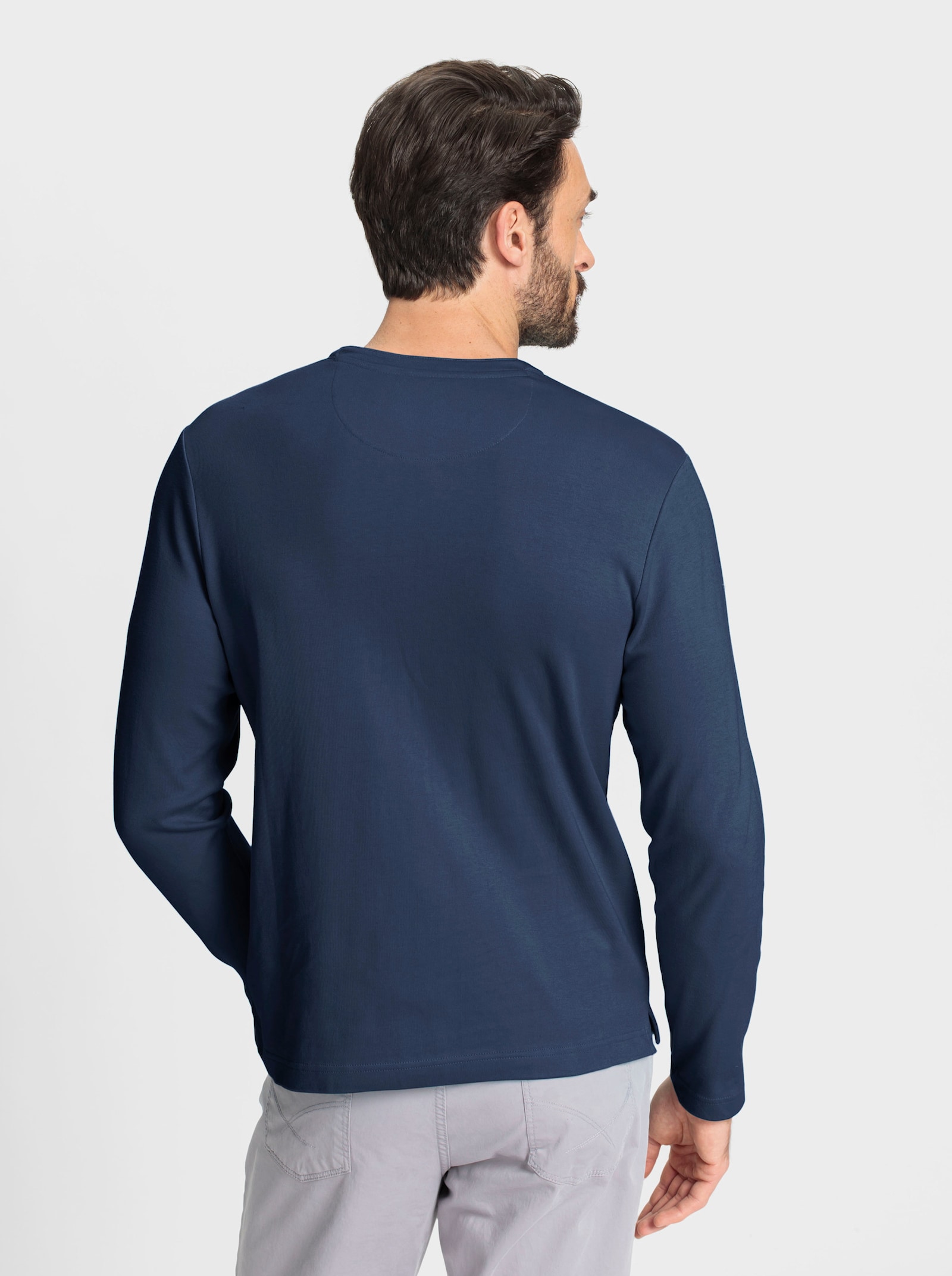 Marco Donati Langarmshirt aus Baumwolle - dunkelblau