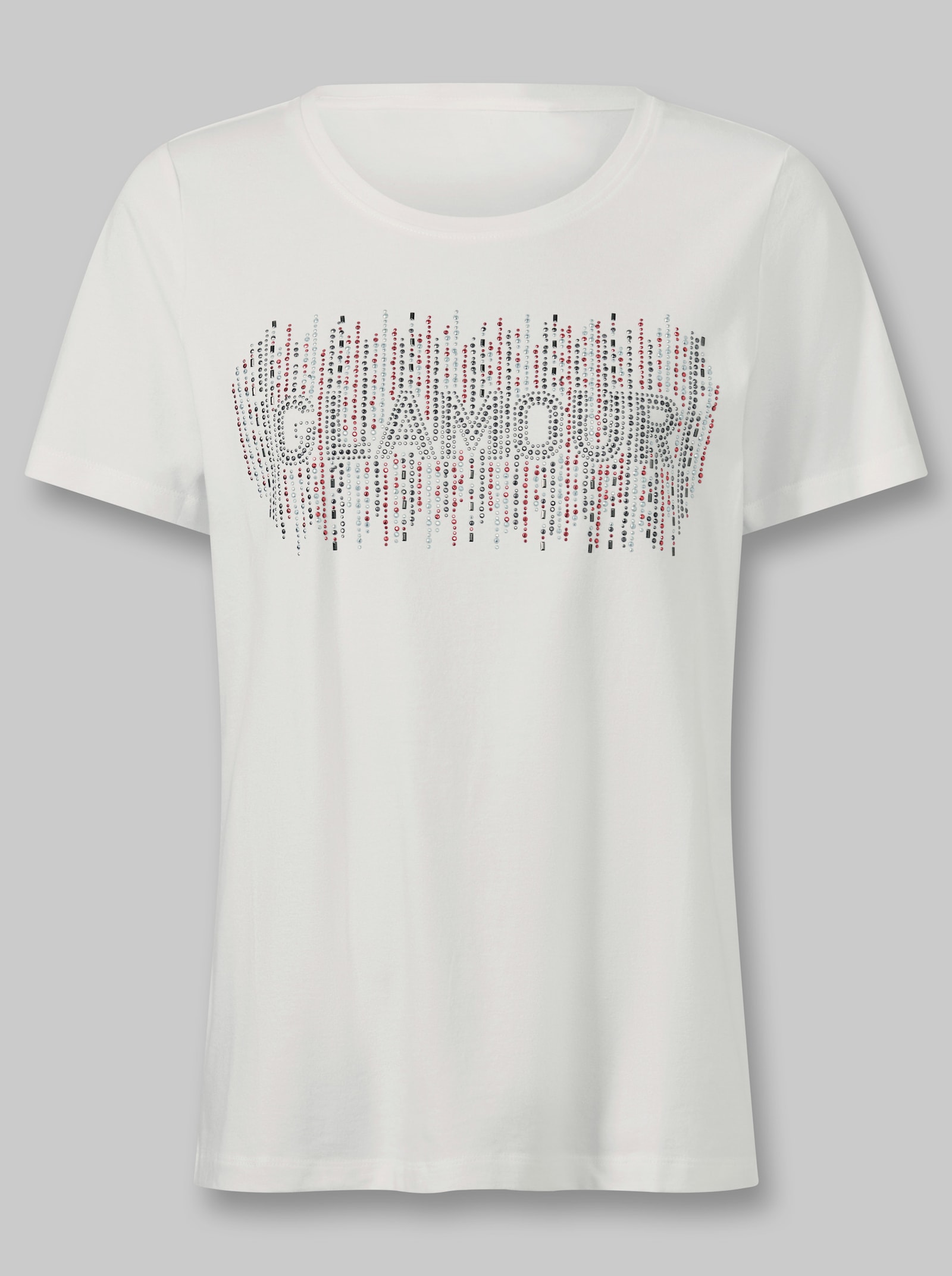 heine Kurzarmshirt mit Ziersteinchen - weiß
