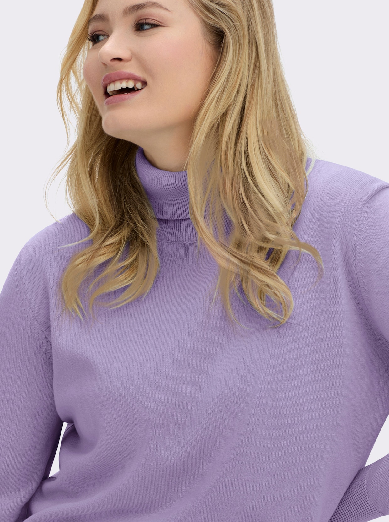 Rollkragenpullover aus reiner Baumwolle - flieder