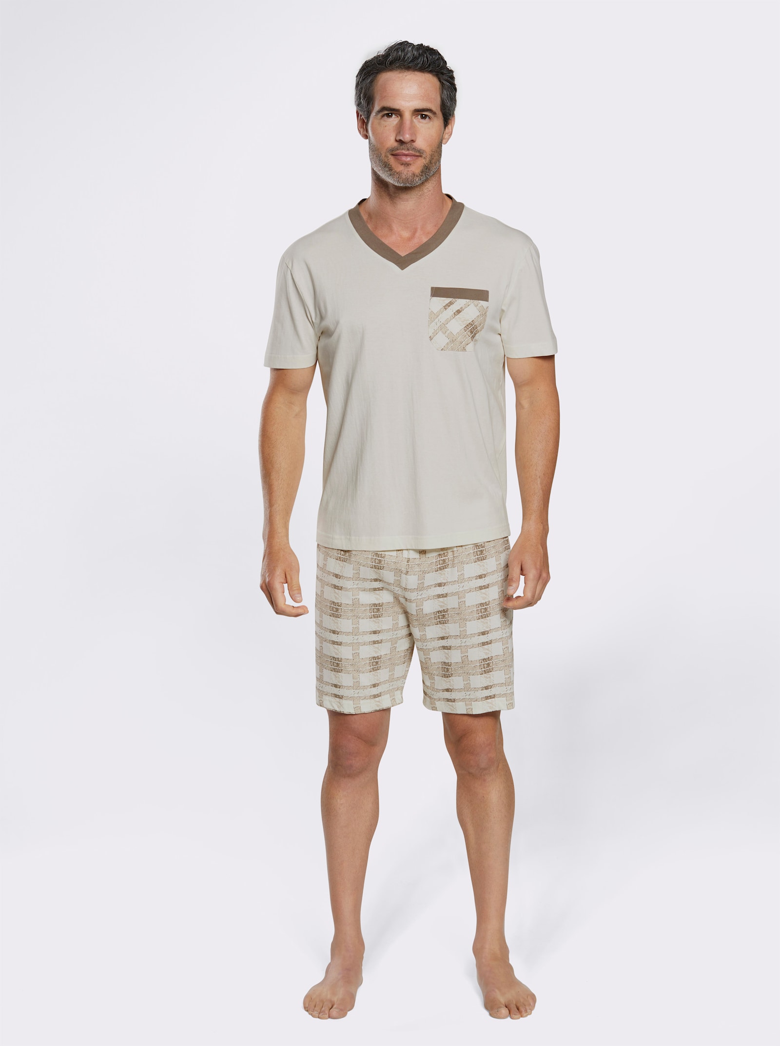 KINGsCLUB Krátke pyžamá - modrá + prírodná