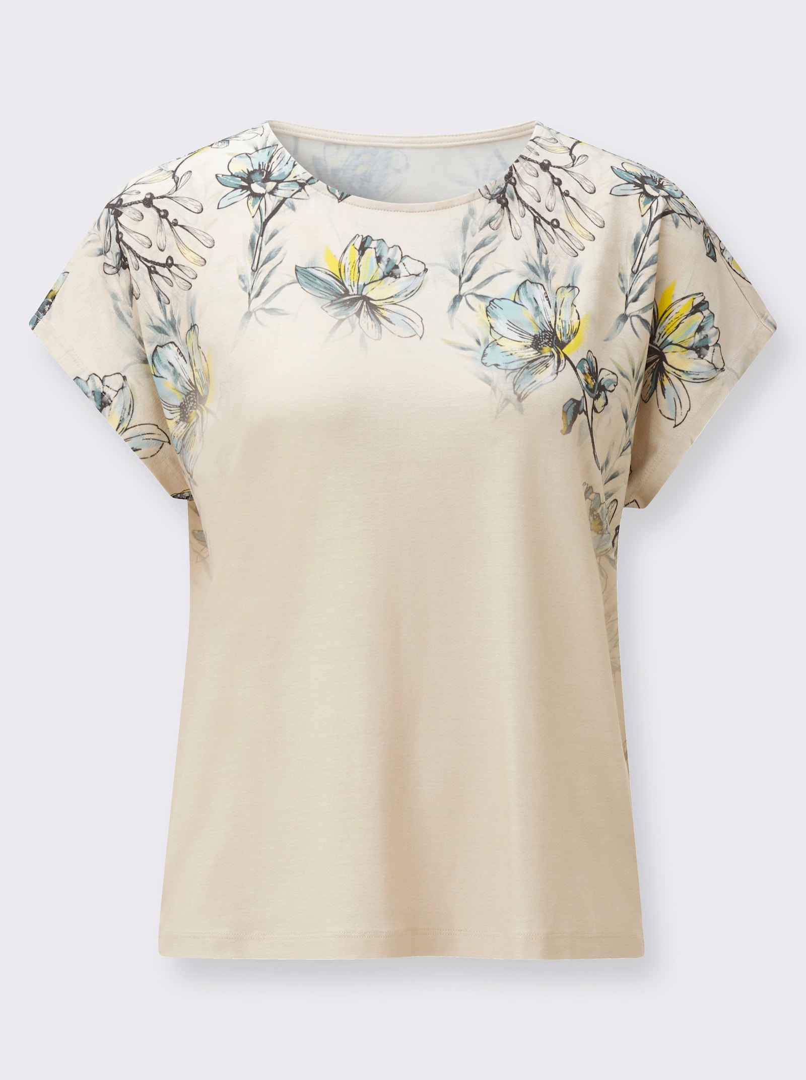 Kurzarmshirt mit platziertem Druck - elfenbein-mint-bedruckt