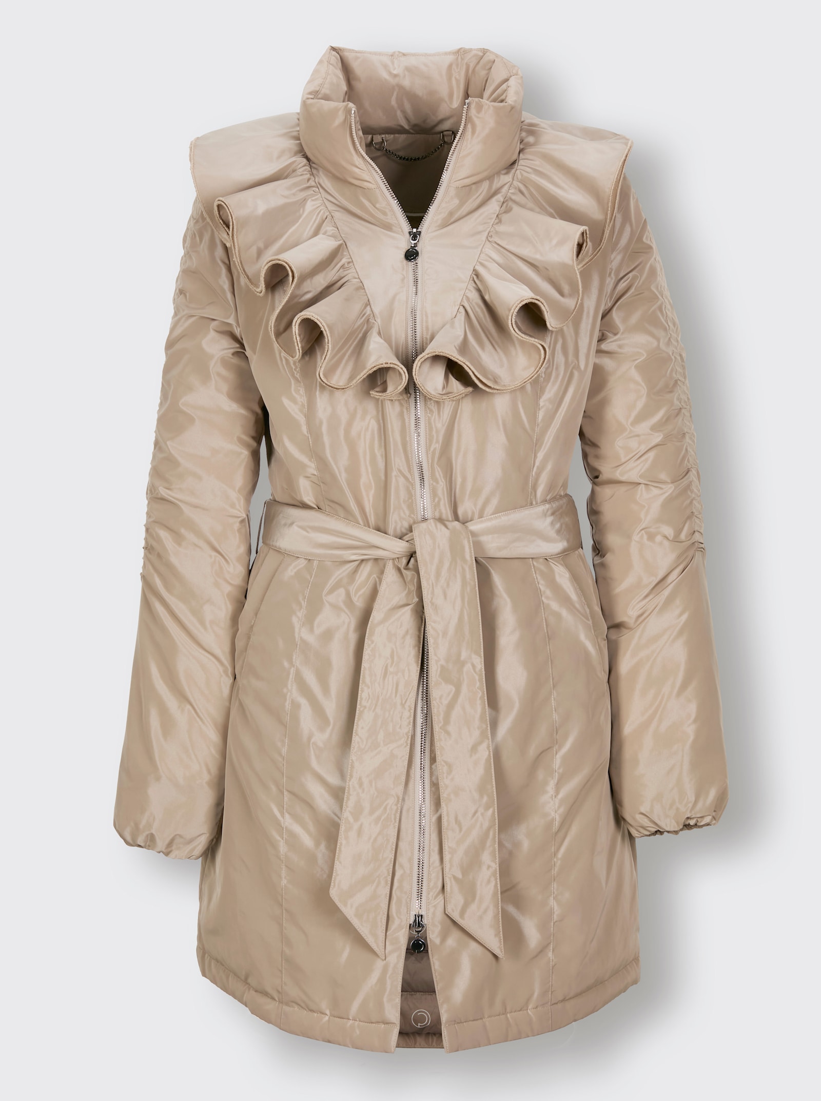 CREATION L PREMIUM Daunenjacke mit doppellagigen Volants - sesam