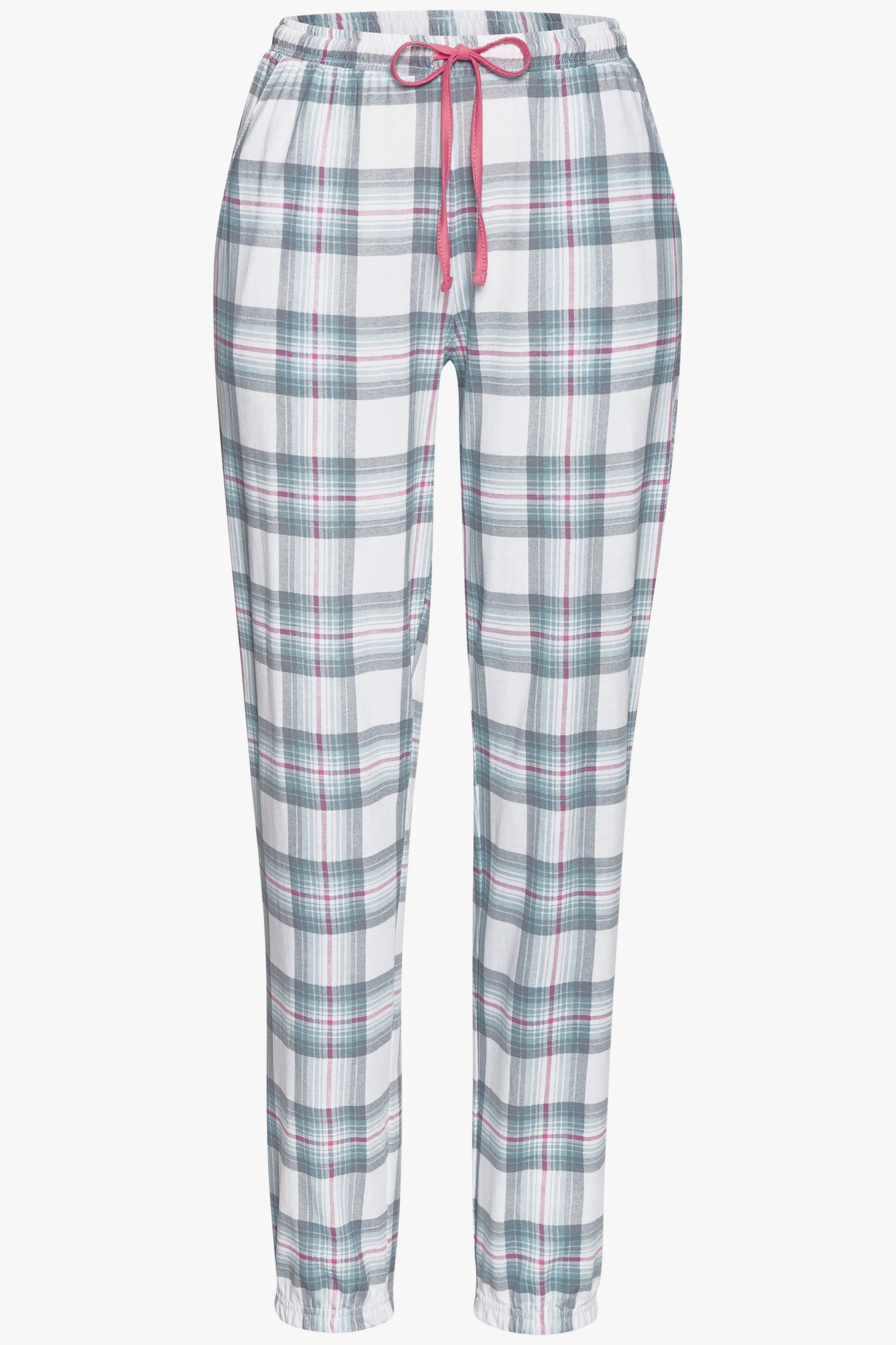 Vivance Dreams Pyjamahose - grau-rosa-kariert