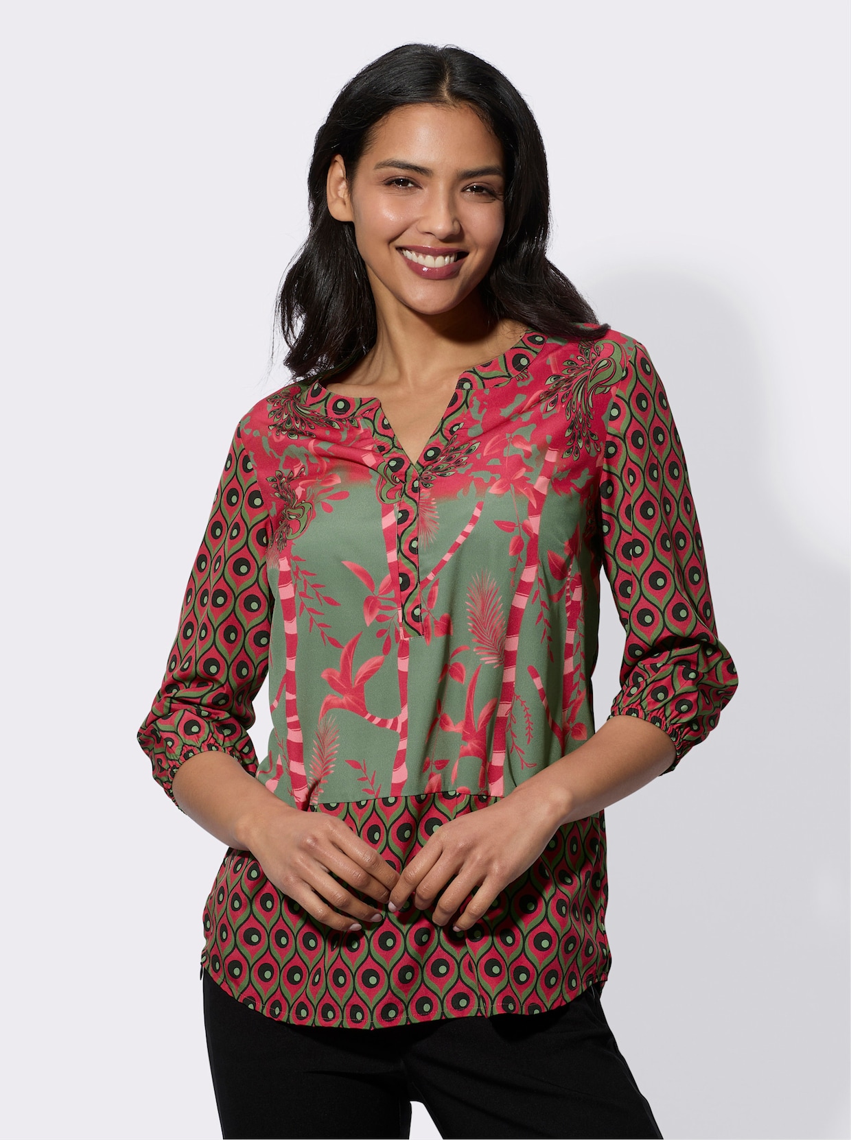 Tunika - pink-khaki-potisk