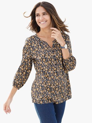 Bluse - nachtblau-bedruckt