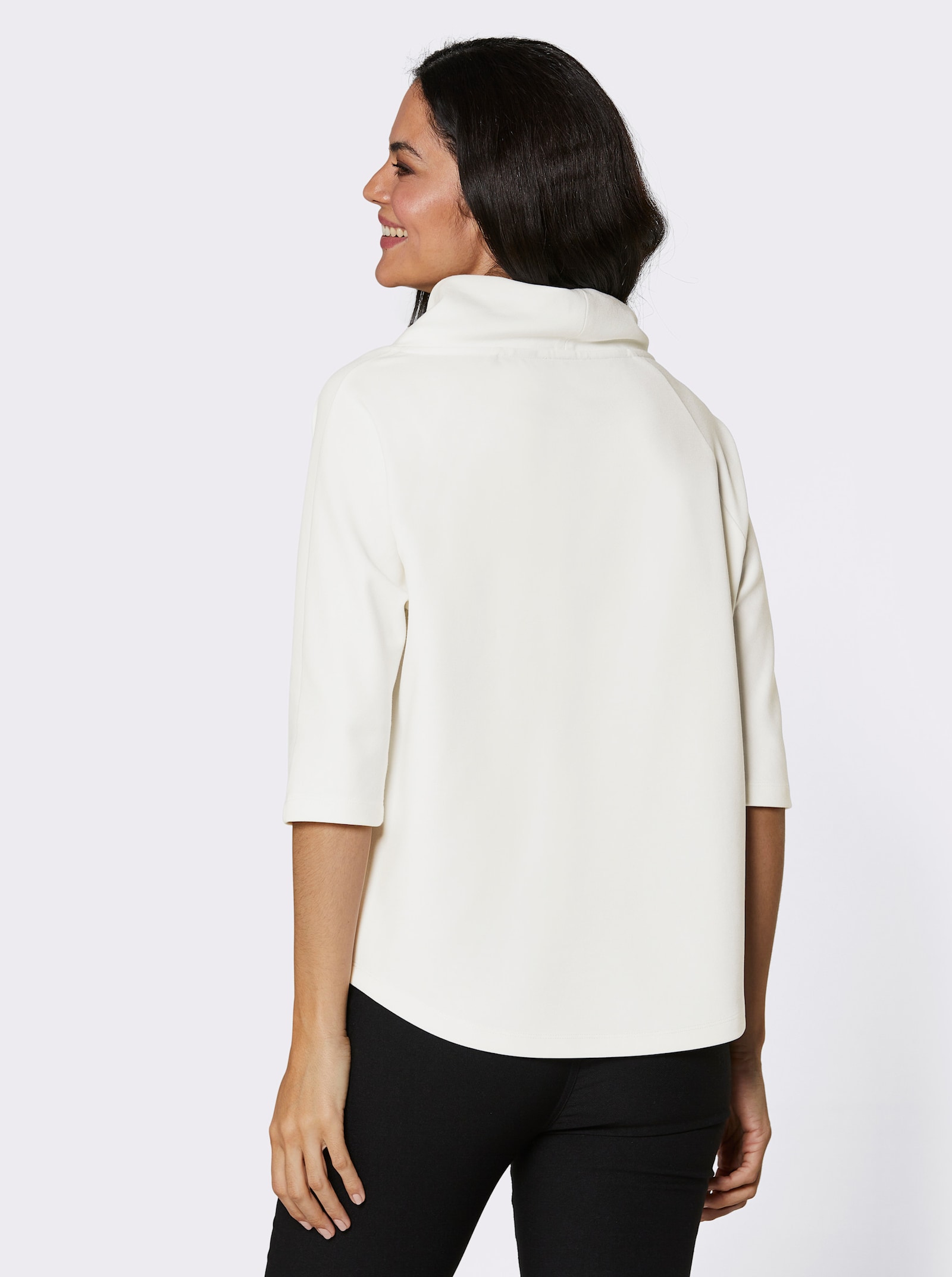 CREATION L PREMIUM Shirt mit halsfernem Stehkragen und Raglanärmeln - ecru