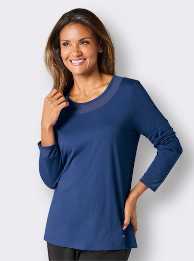 wäschepur Schlafanzugshirt mit Mesh-Details - royalblau