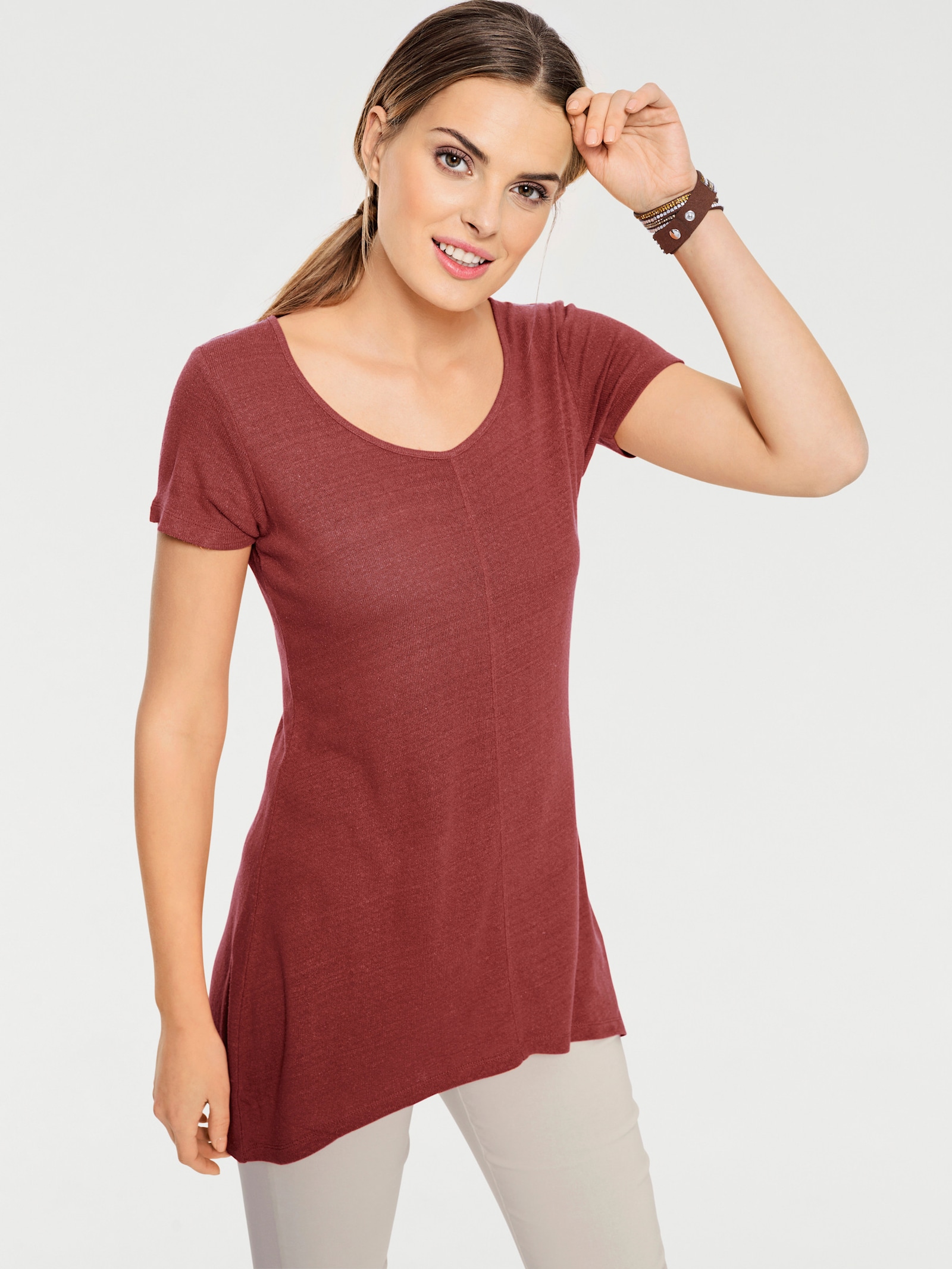 heine Lang shirt van bourettezijde - rood
