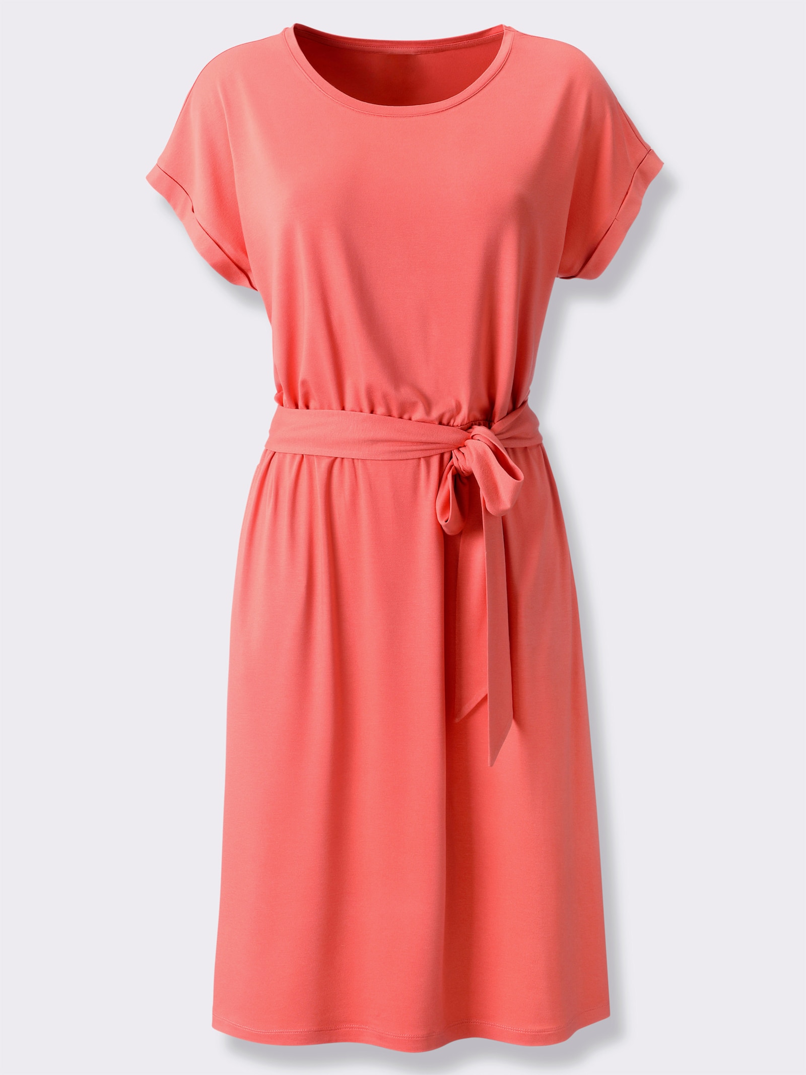 heine Jerseykleid mit Bindegürtel - koralle