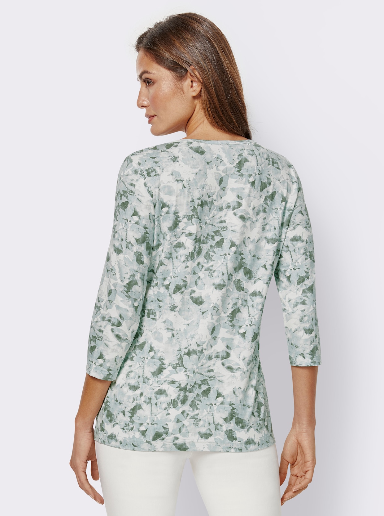 3/4-Arm-Shirt - mint-grau-bedruckt