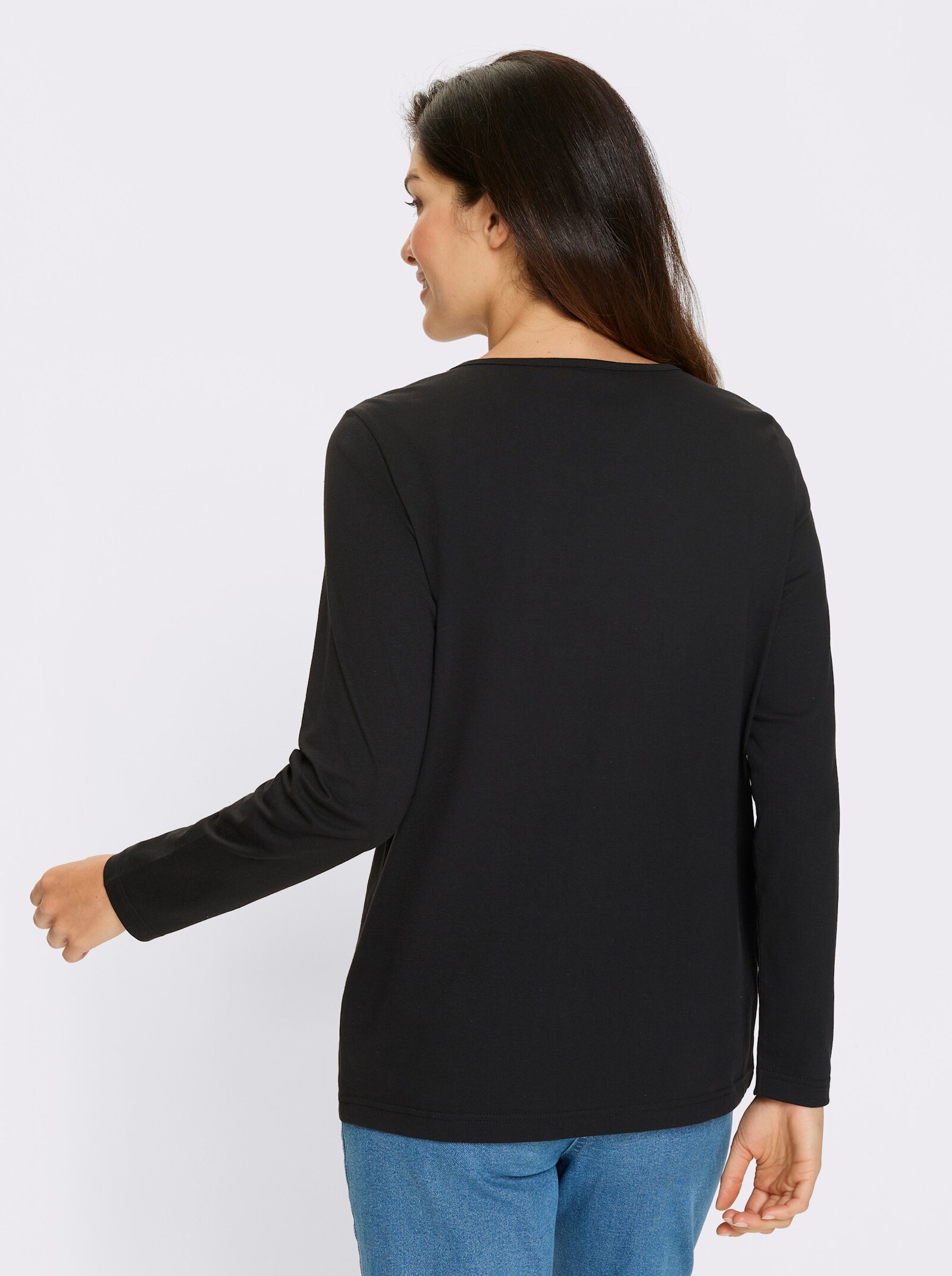 Tričko s dlouhým rukávem s vánočním potiskem - černá-bílá