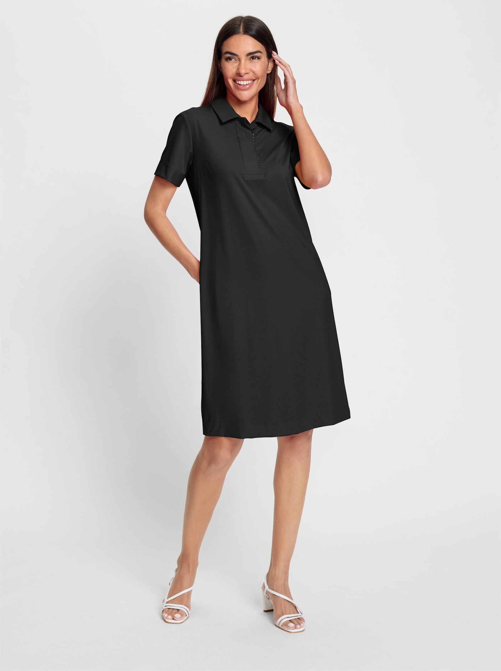 heine Jerseyjurk met glittersteentjes - zwart