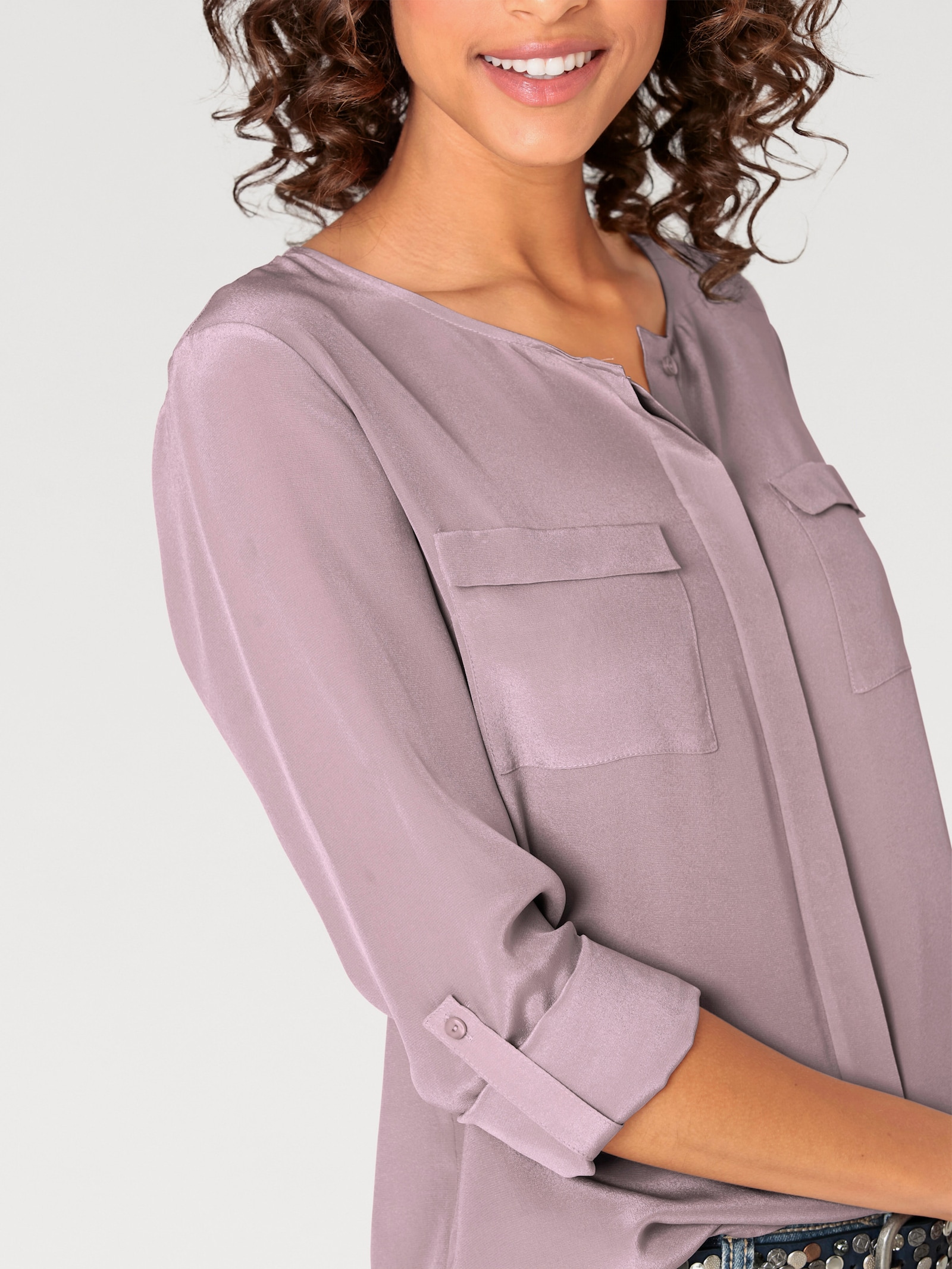 heine Seidenbluse mit mattem Glanz - mauve