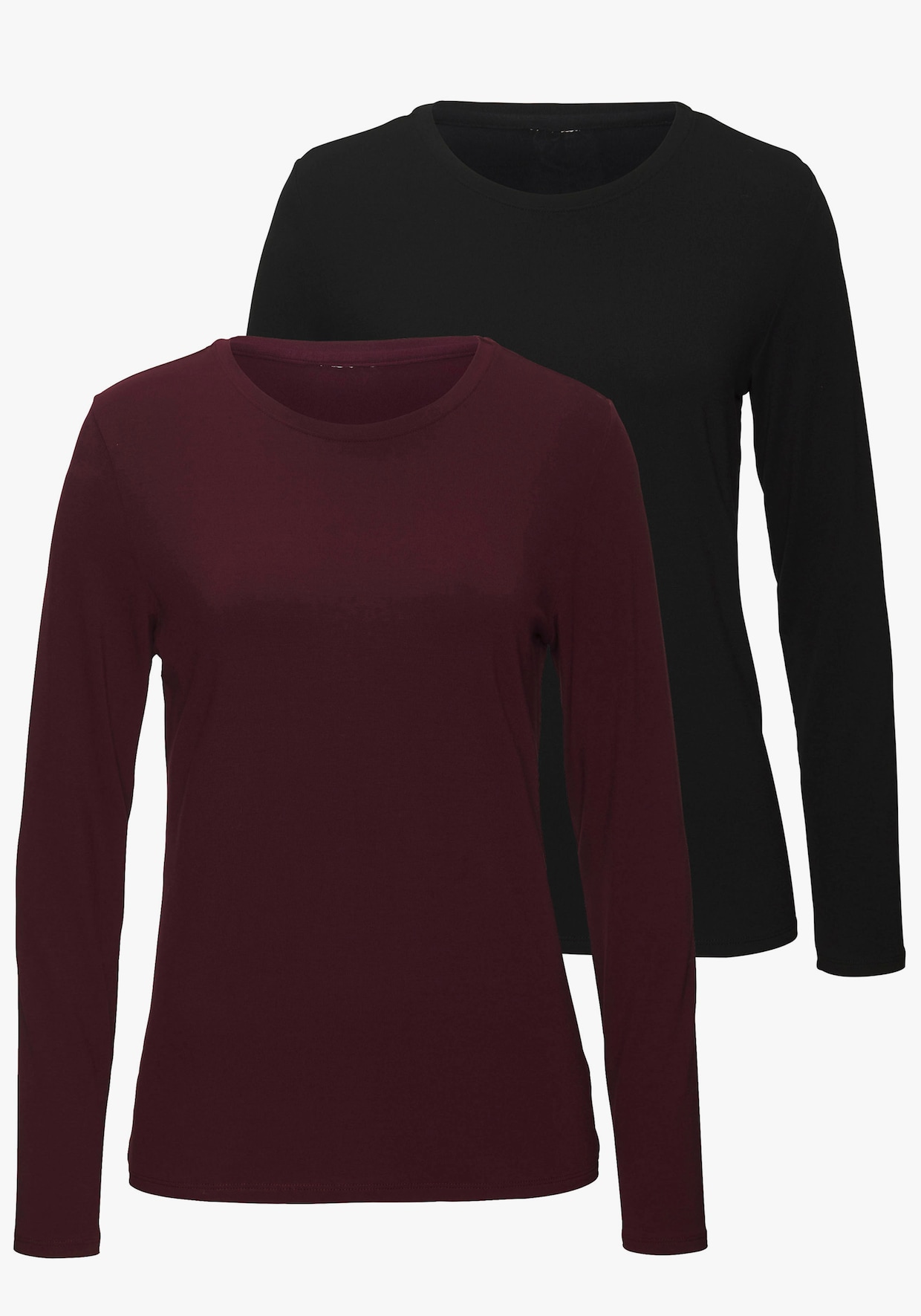 LASCANA Langarmshirt - aubergine, schwarz