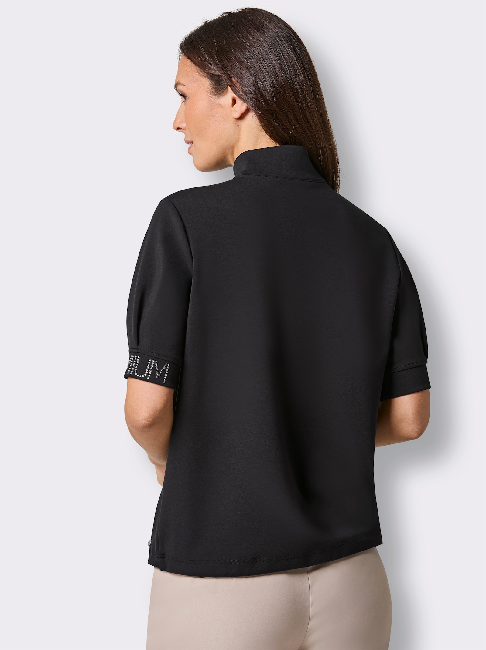 CREATION L PREMIUM Sweatshirt mit Glitzersteinchen - schwarz