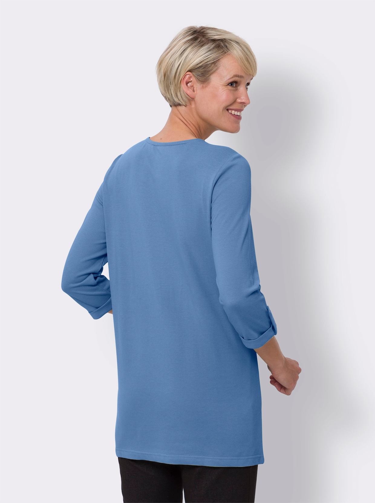 Longshirt - mittelblau