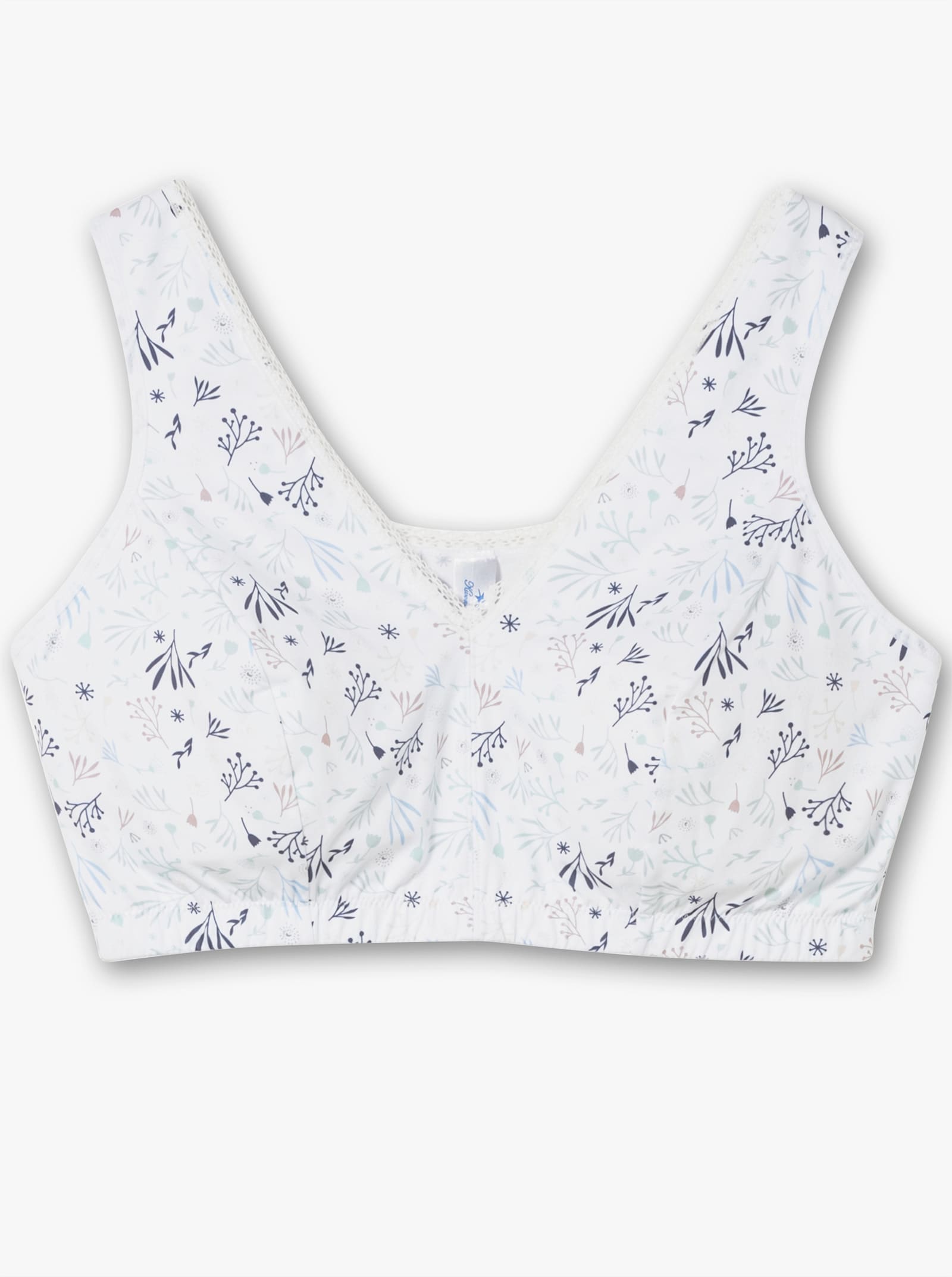 sheego Soutien-gorge sans armatures avec empiècement en dentelle - blanc à motifs