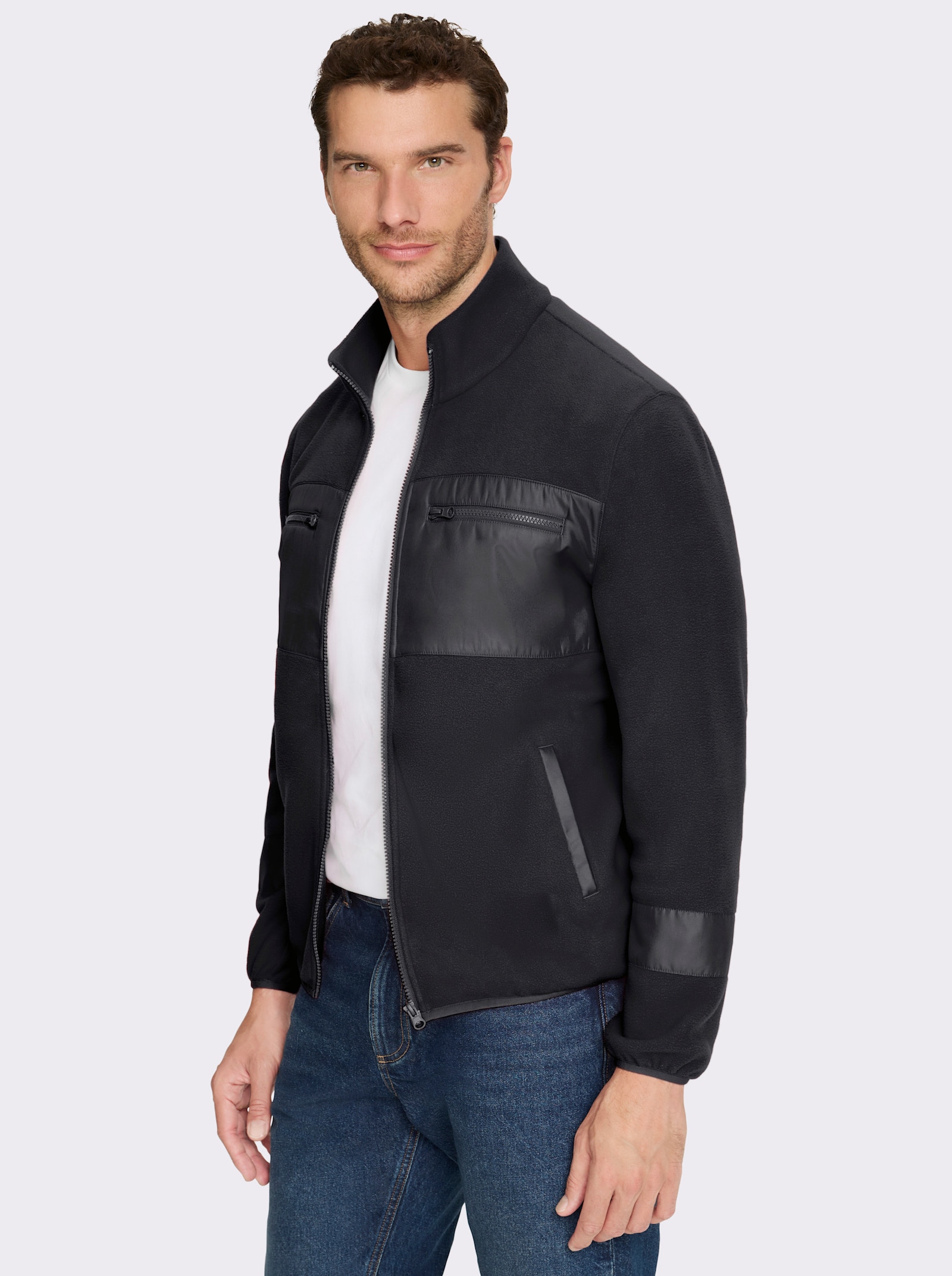 Marco Donati Fleecejacke mit 4 Taschen - schwarz
