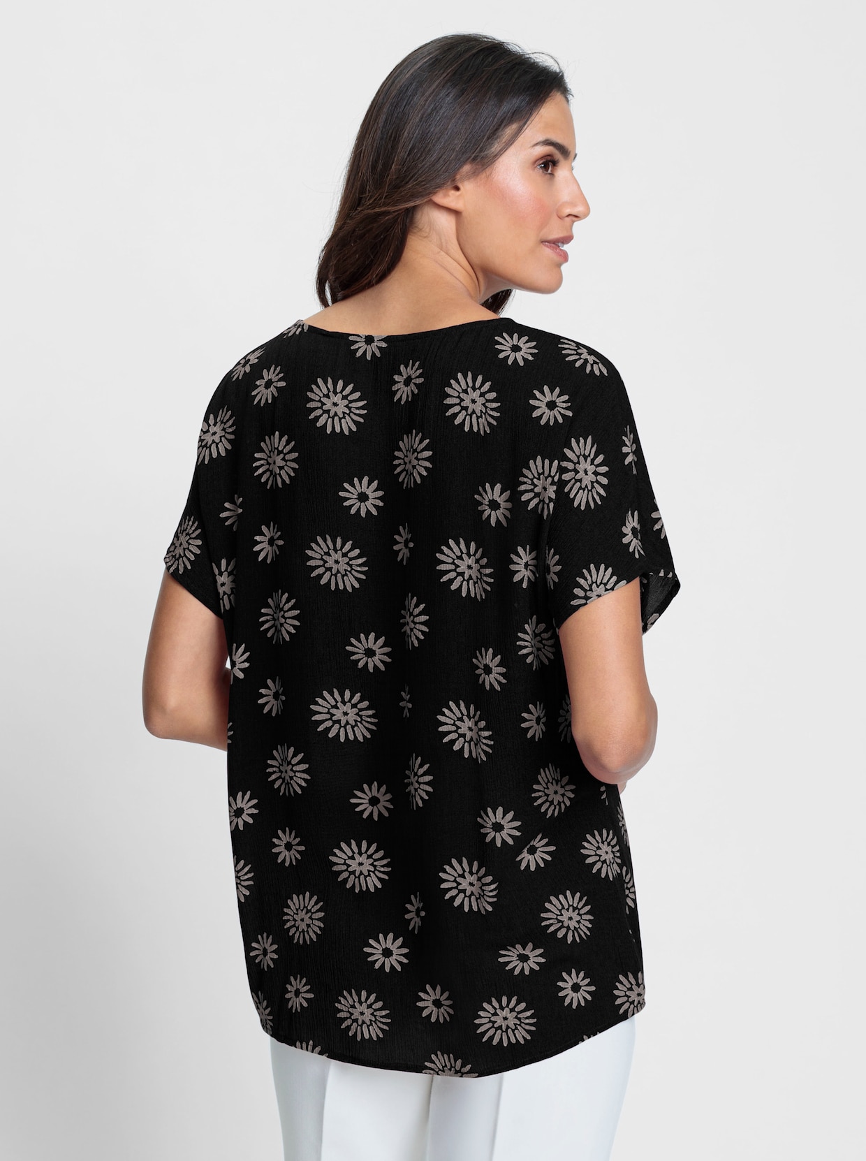Blouse met print - zwart/sesam bedrukt