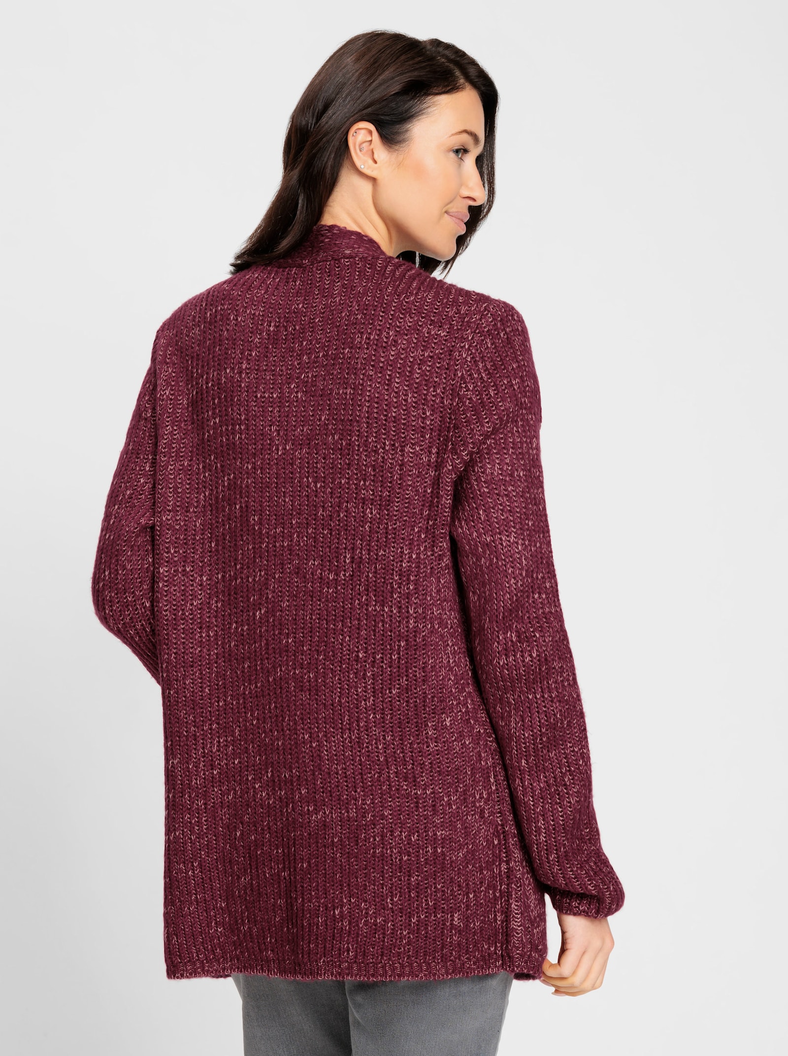 Veste en tricot à la coupe ouverte - bordeaux chiné