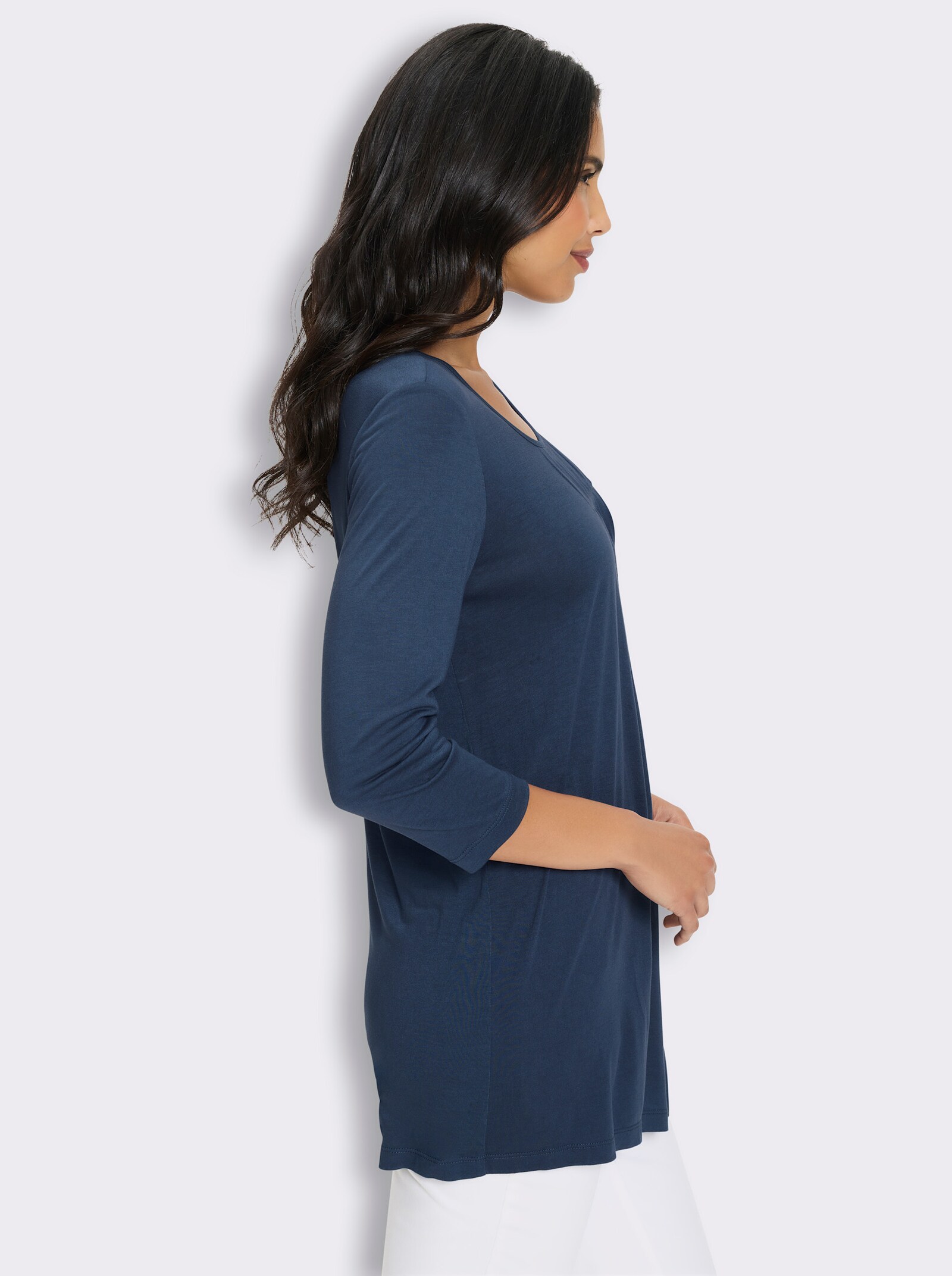 Longshirt in Viskose - dunkelblau