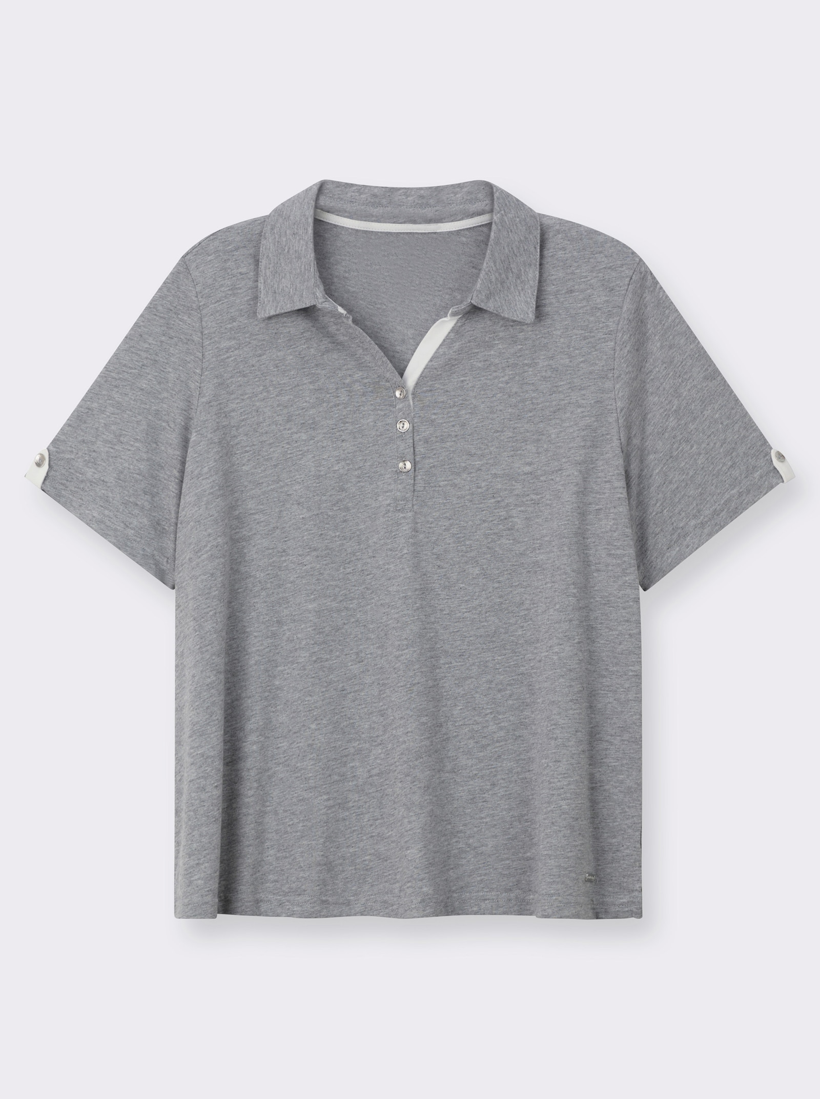 Poloshirt mit Zierriegel - grau-meliert