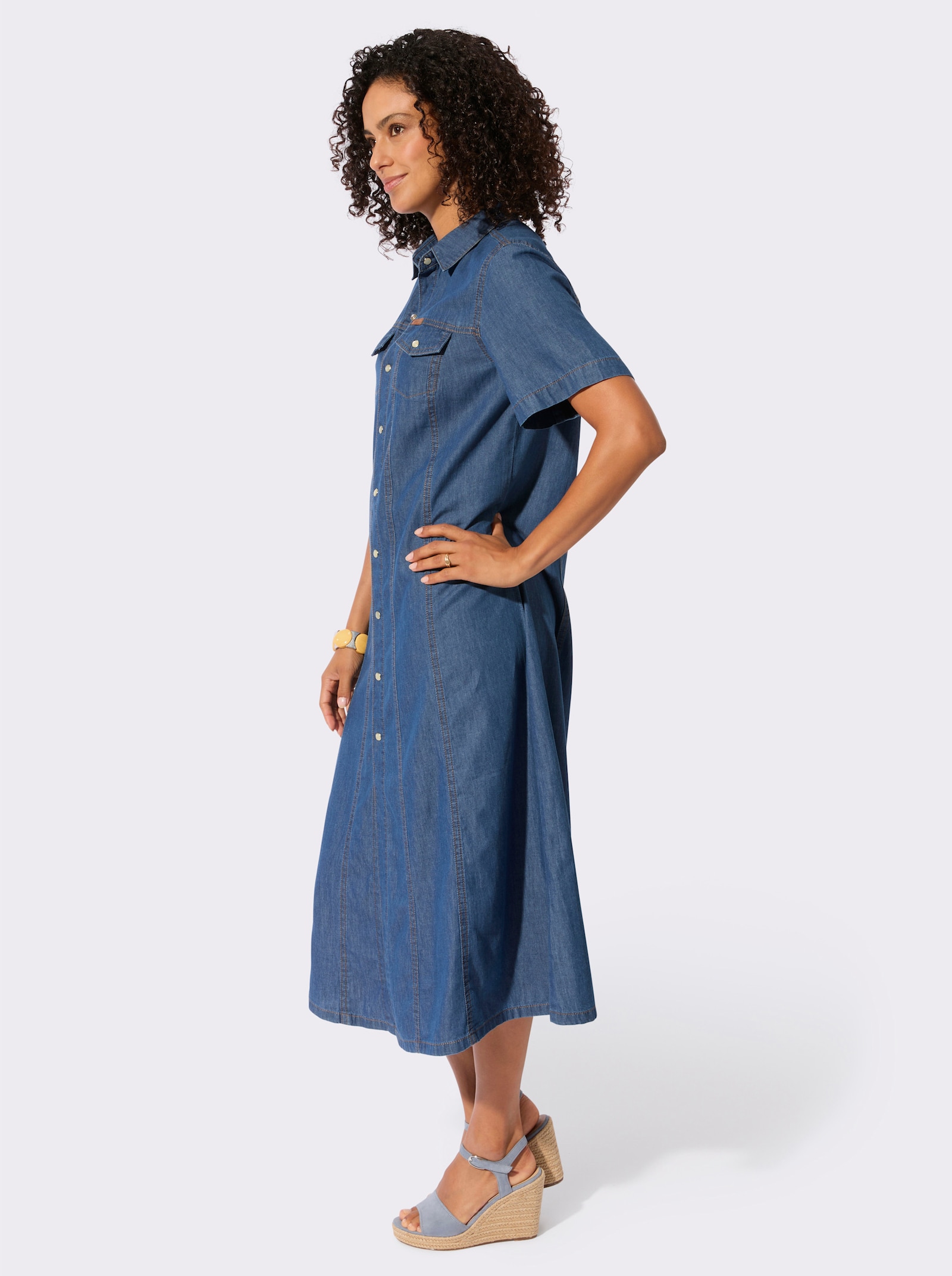 Jeanskleid in A-Form - blue-stone-washed