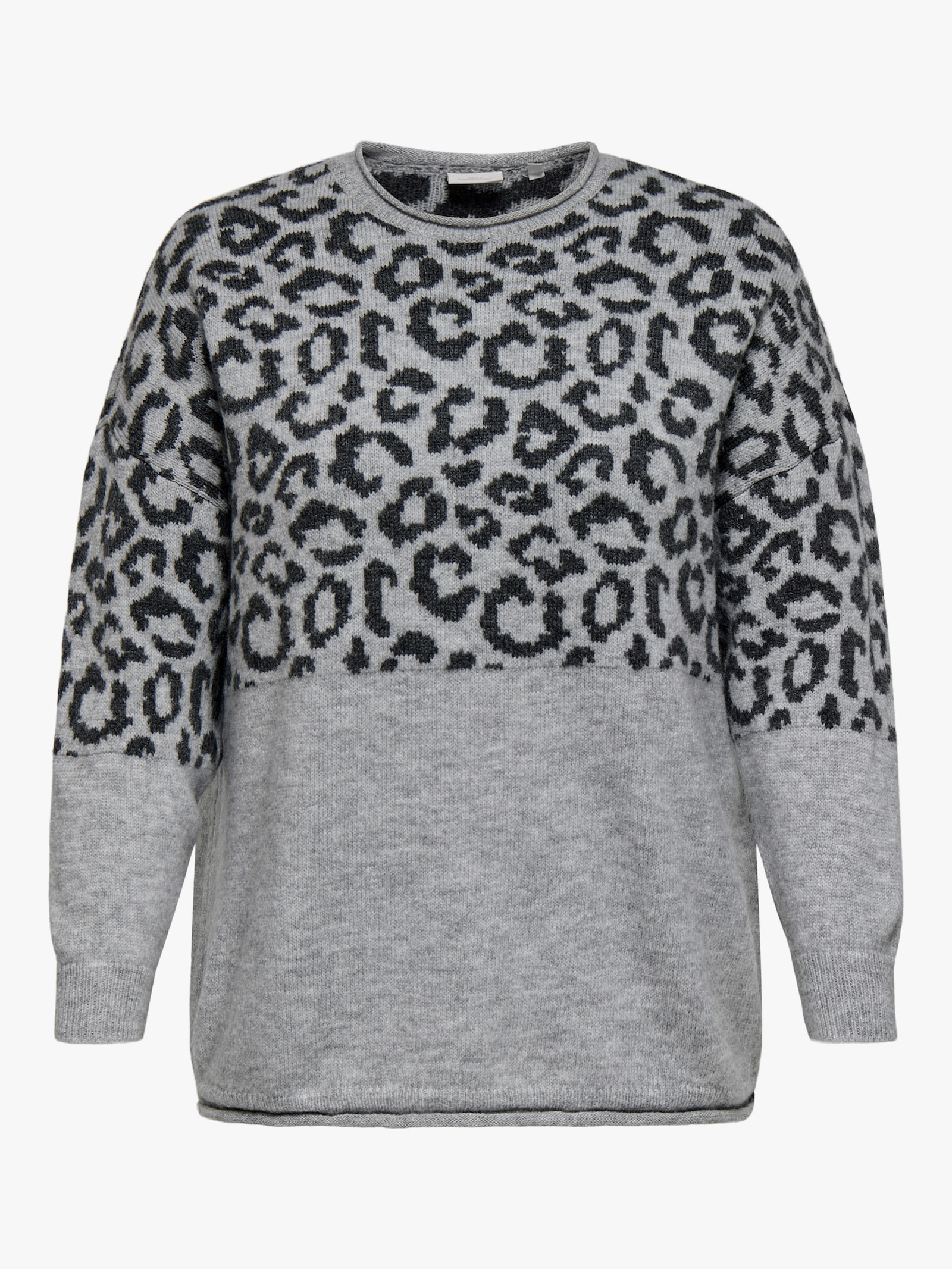 ONLY CARMAKOMA Rundhalspullover - light grey melange pattern:dark grey mel