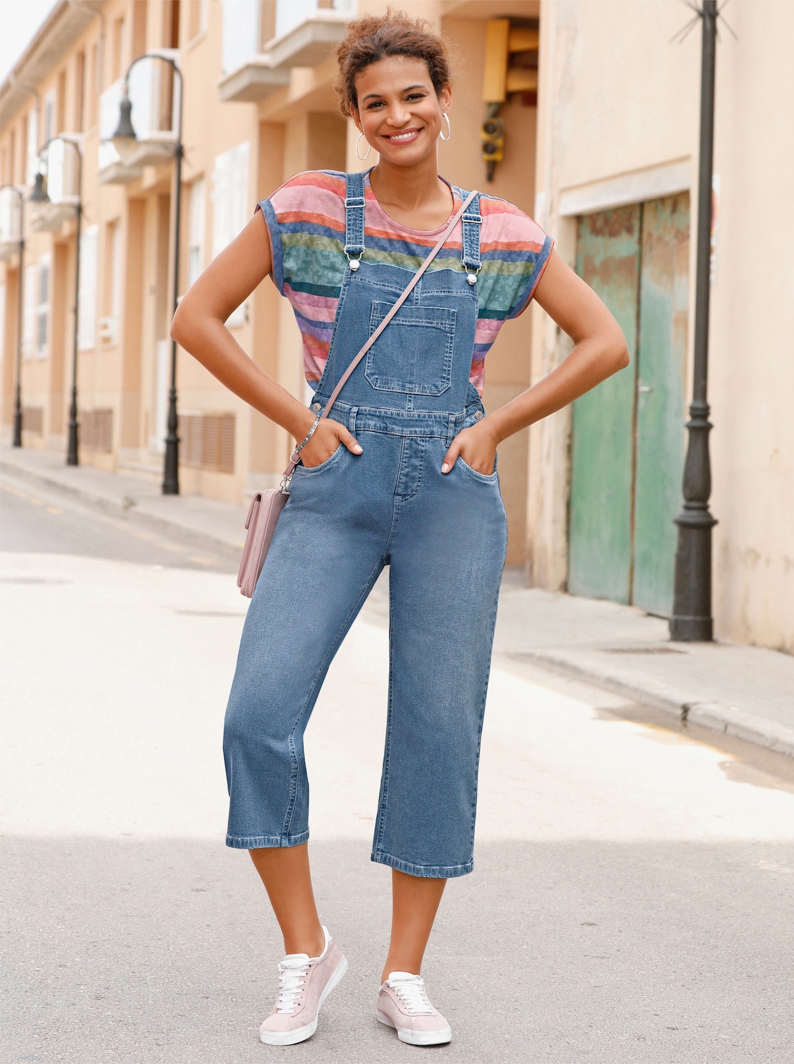 3/4 džínové lacláče - bělená modrá