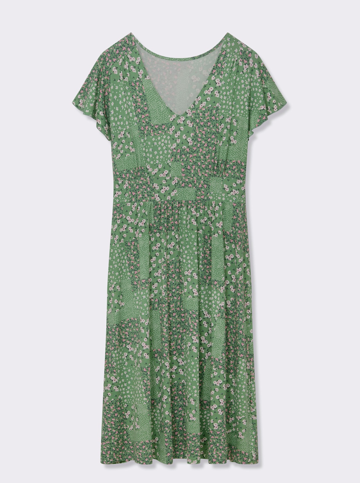 Jerseykleid - apfel-champagner-bedruckt