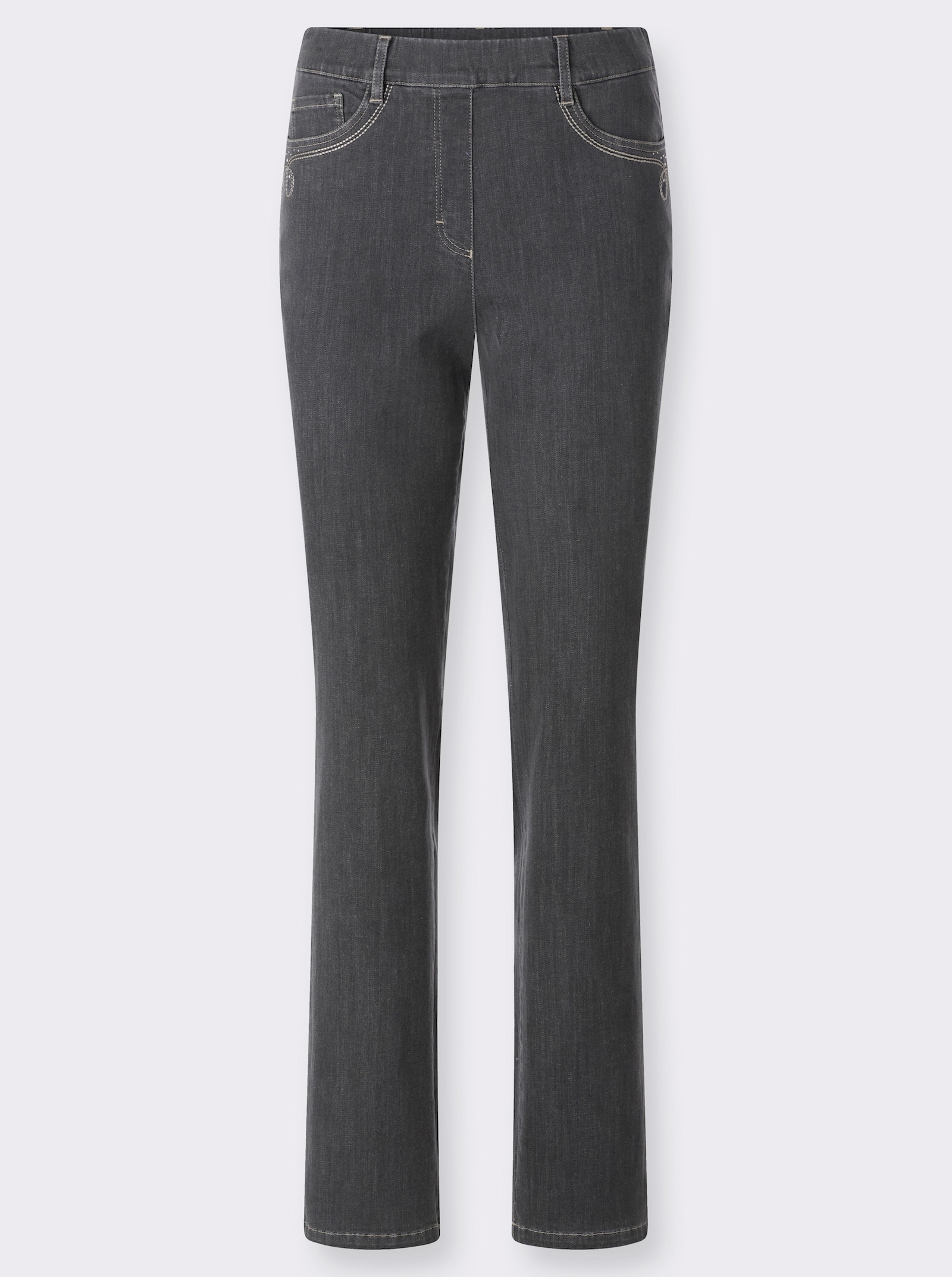 Jeans mit Rundum-Dehnbund - grey-denim
