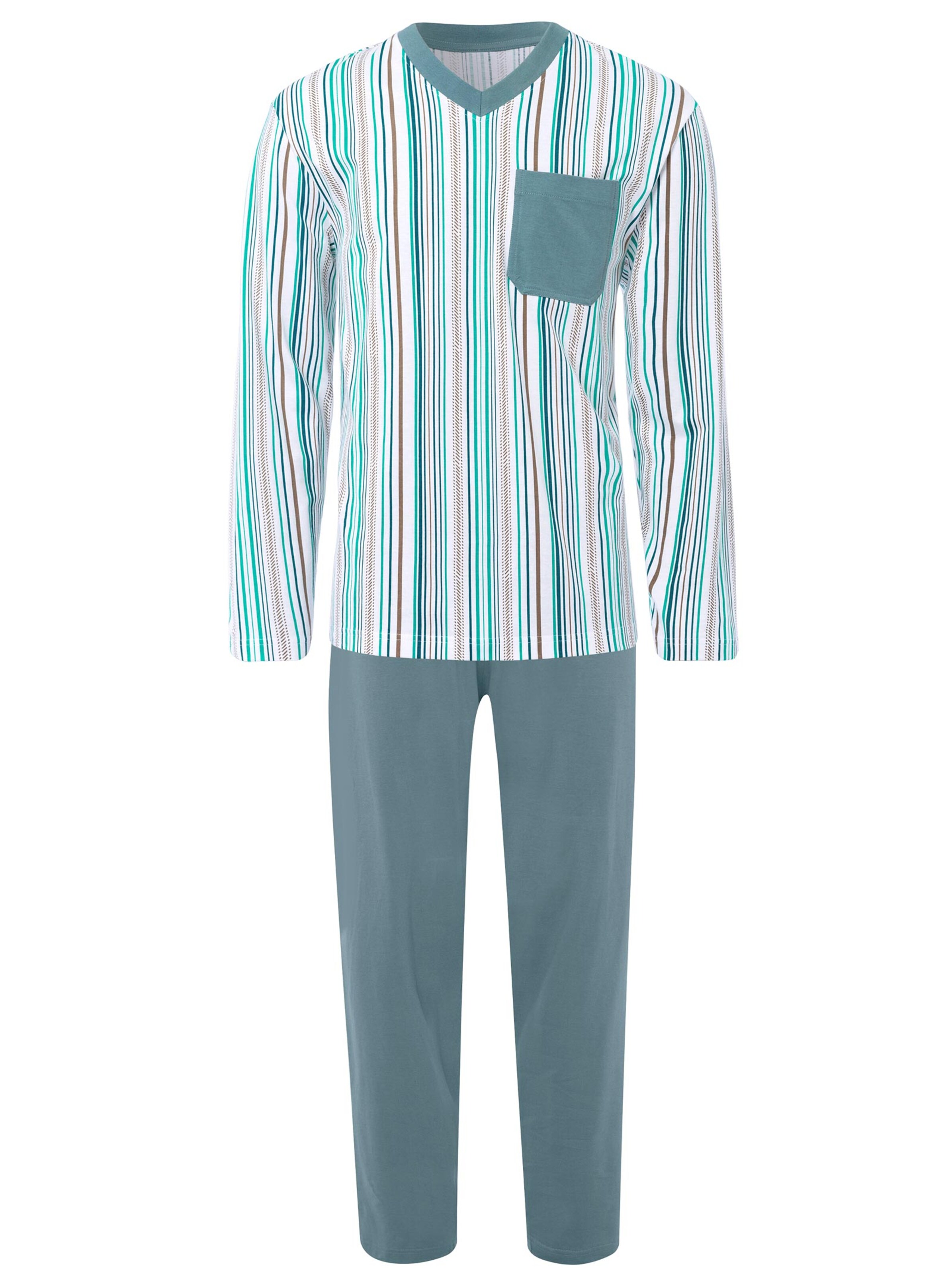 Schlafanzug - grün-gestreift