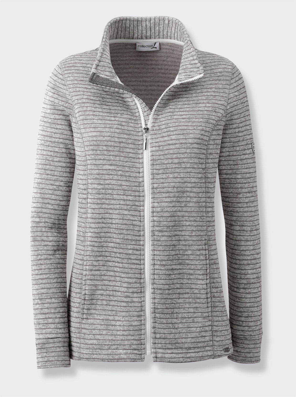 Strickfleecejacke - hellgrau-meliert