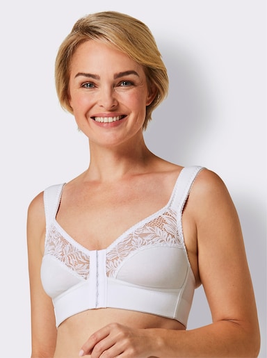 wäschepur Vorderverschluss-BH ohne Bügel mit gepolsterten Trägern - weiß