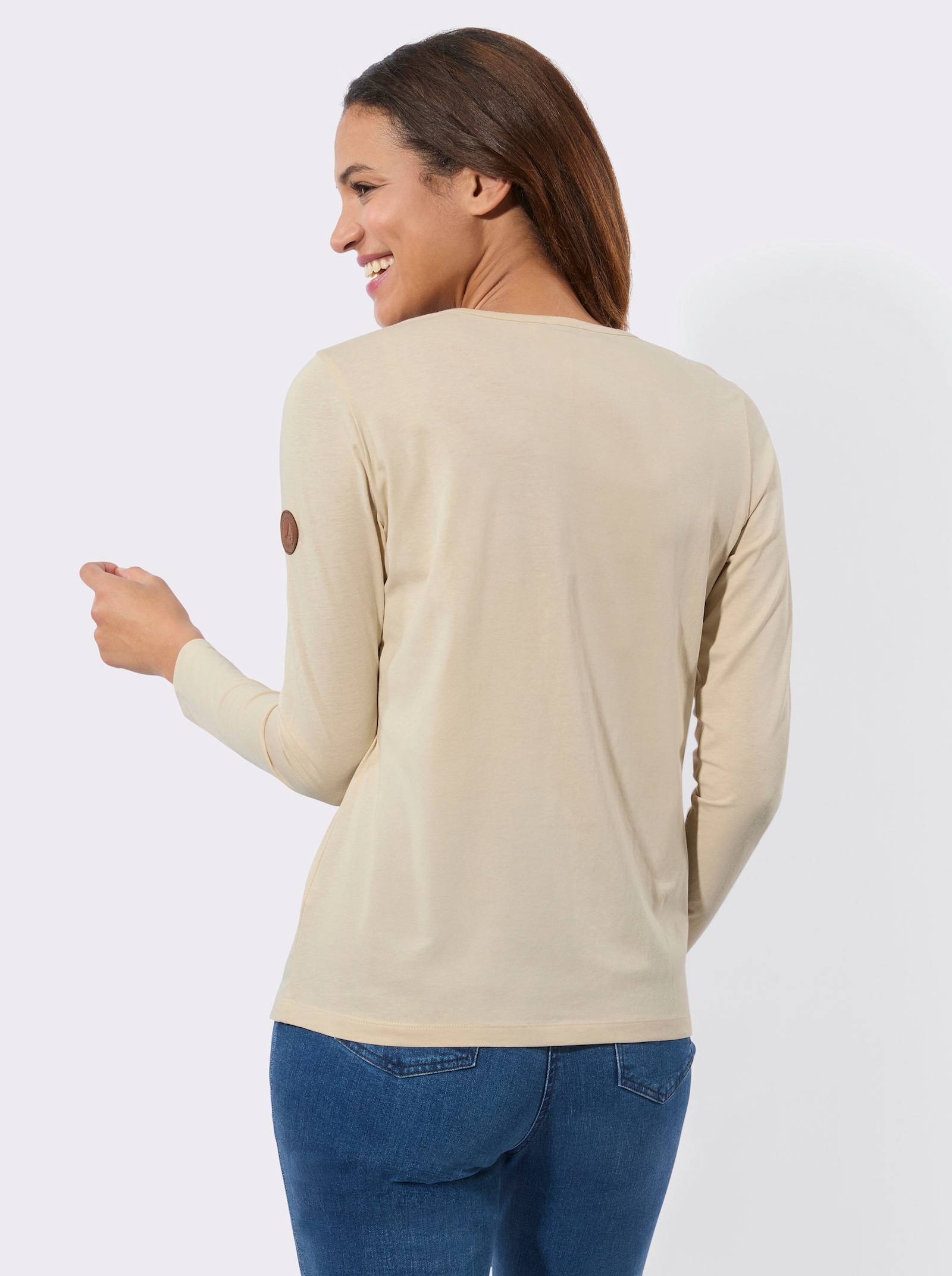 Langarmshirt mit Frontdruck - sand