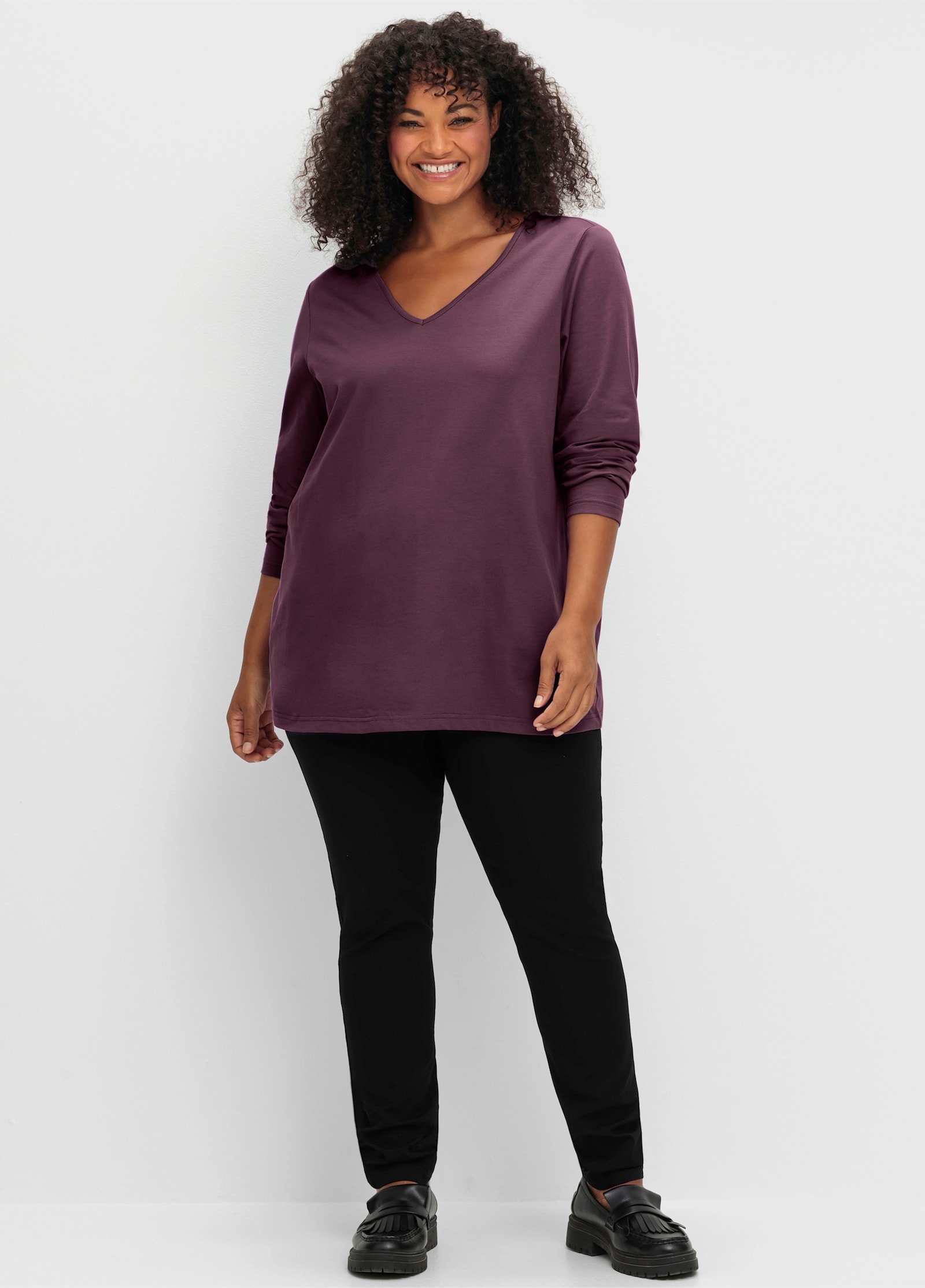 sheego Langarmshirt - burgund
