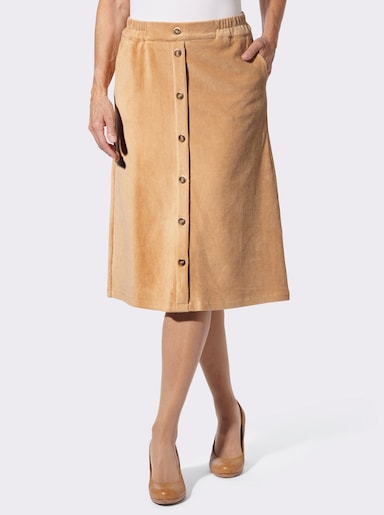 Cordrock mit imitierter Knopfleiste - camel