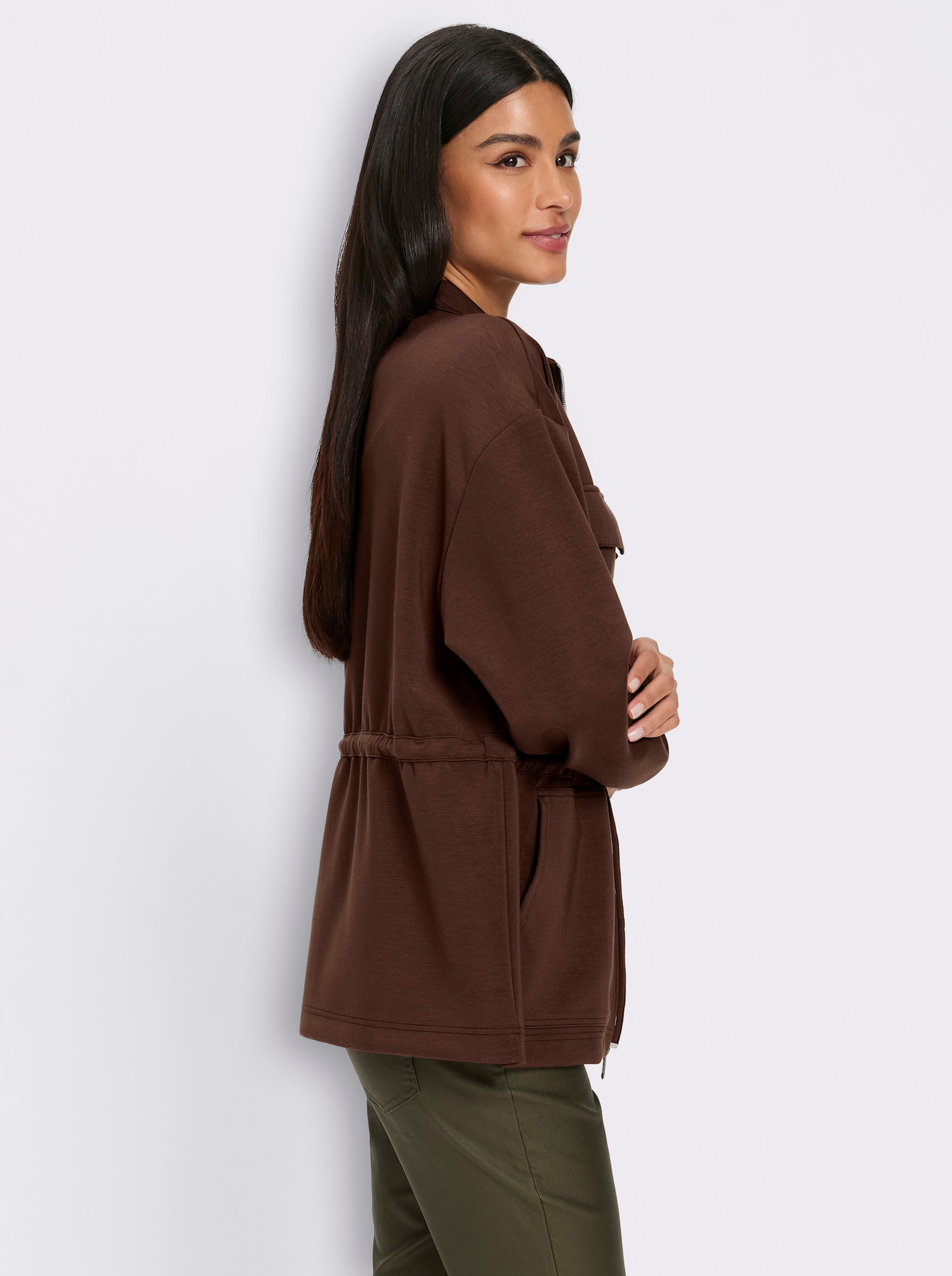 heine Jacke mit Tunnelzug in der Taille - schoko