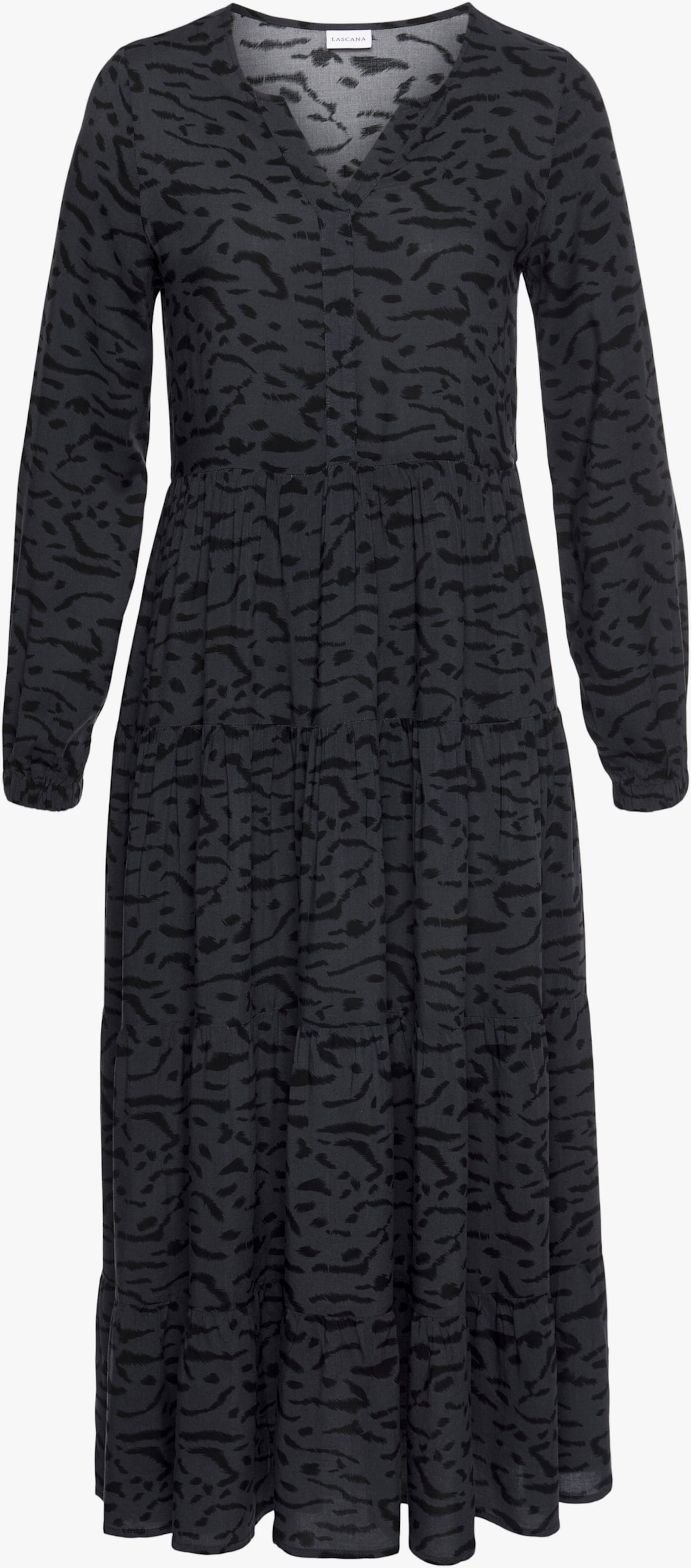 LASCANA Maxikleid - grau-schwarz-bedruckt