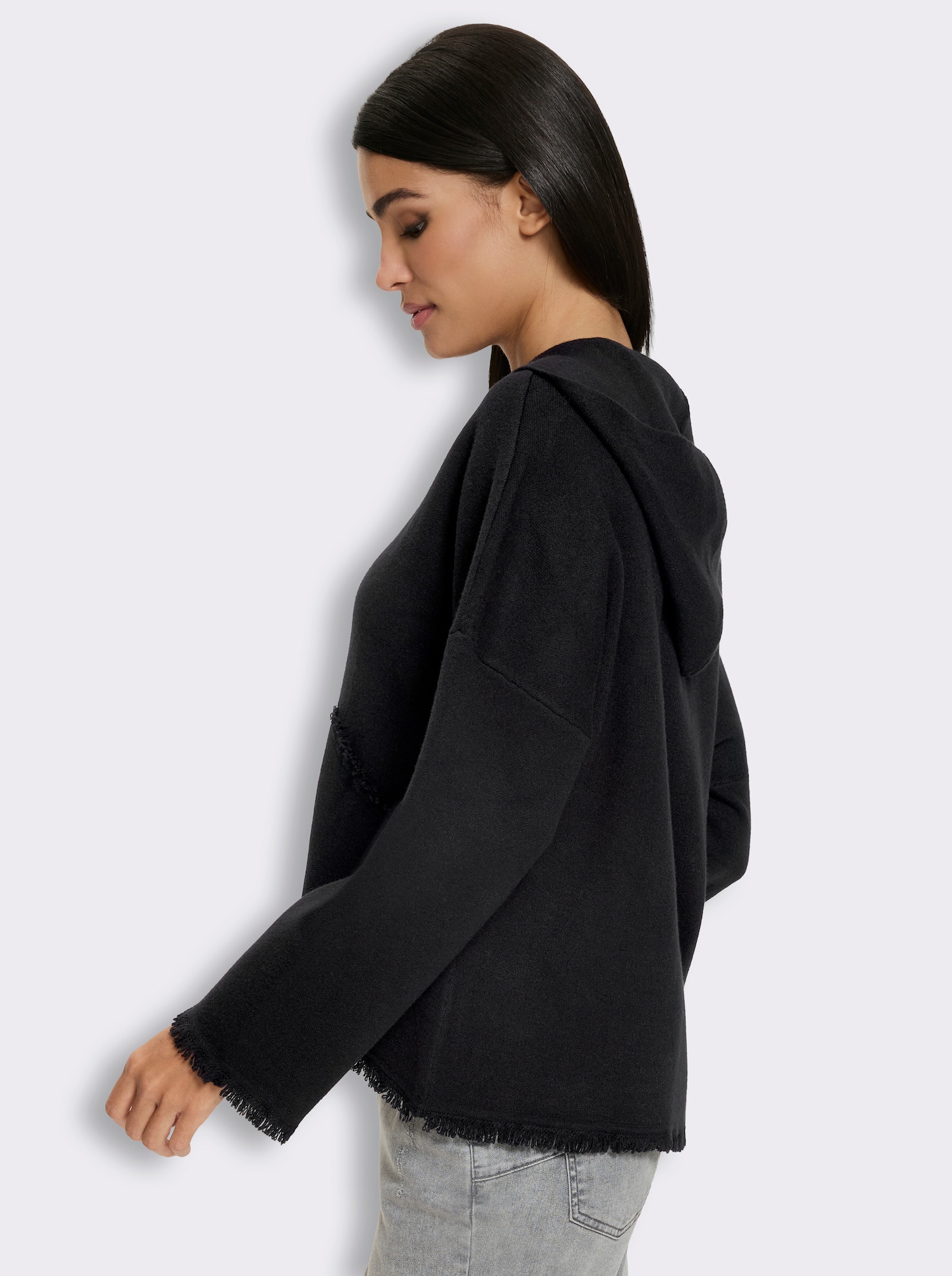 heine Kapuzenstrickjacke im Oversize-Stil - schwarz