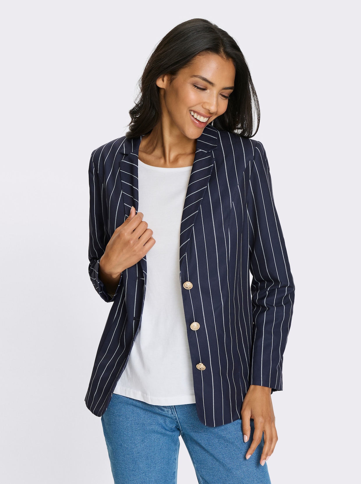 Blazer - marine-weiß-gestreift
